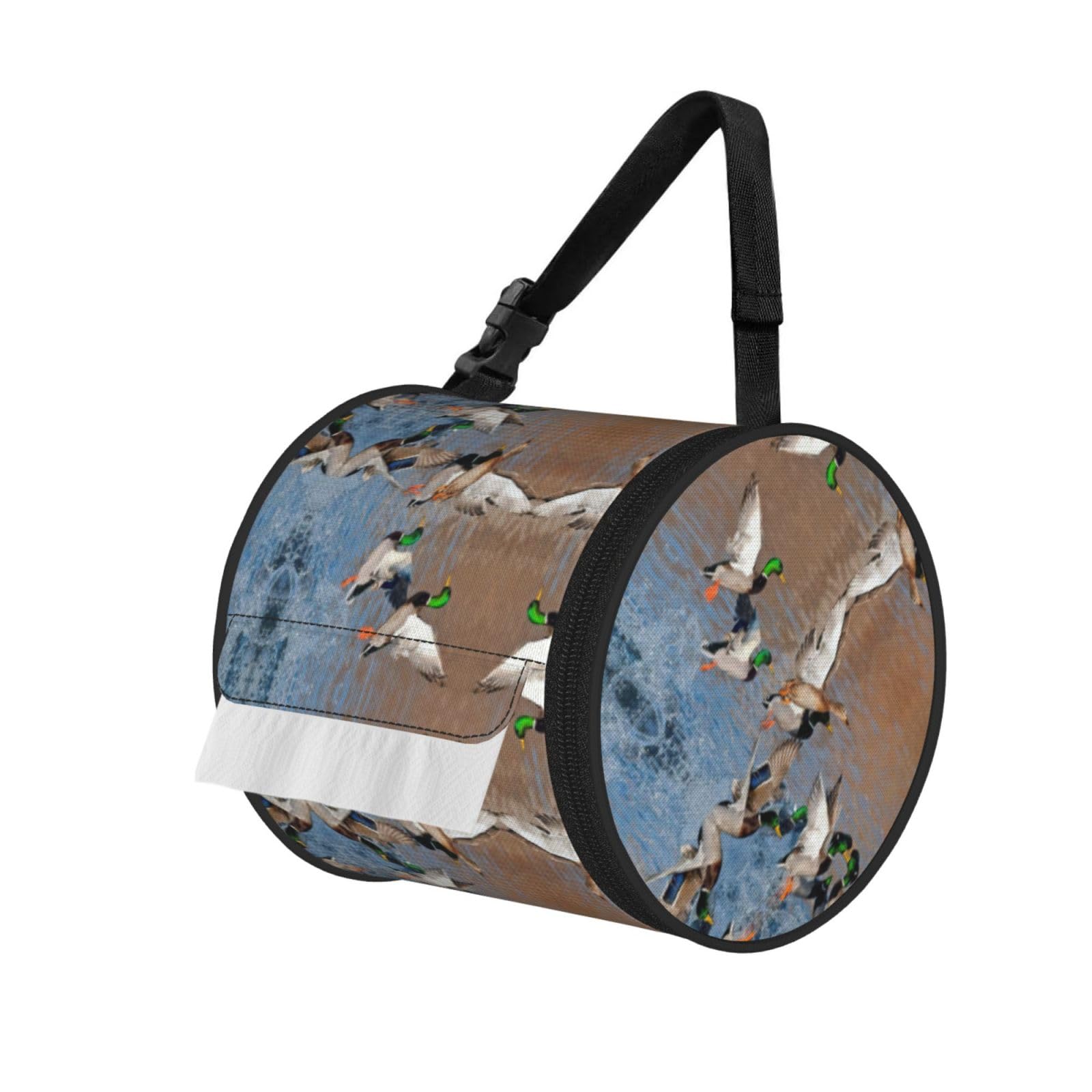 Mallard Ducks Printed Hanging Tissue Organizer, Smooth Zipper Oxford Cloth Roll Holder for RV Bathroom Desk