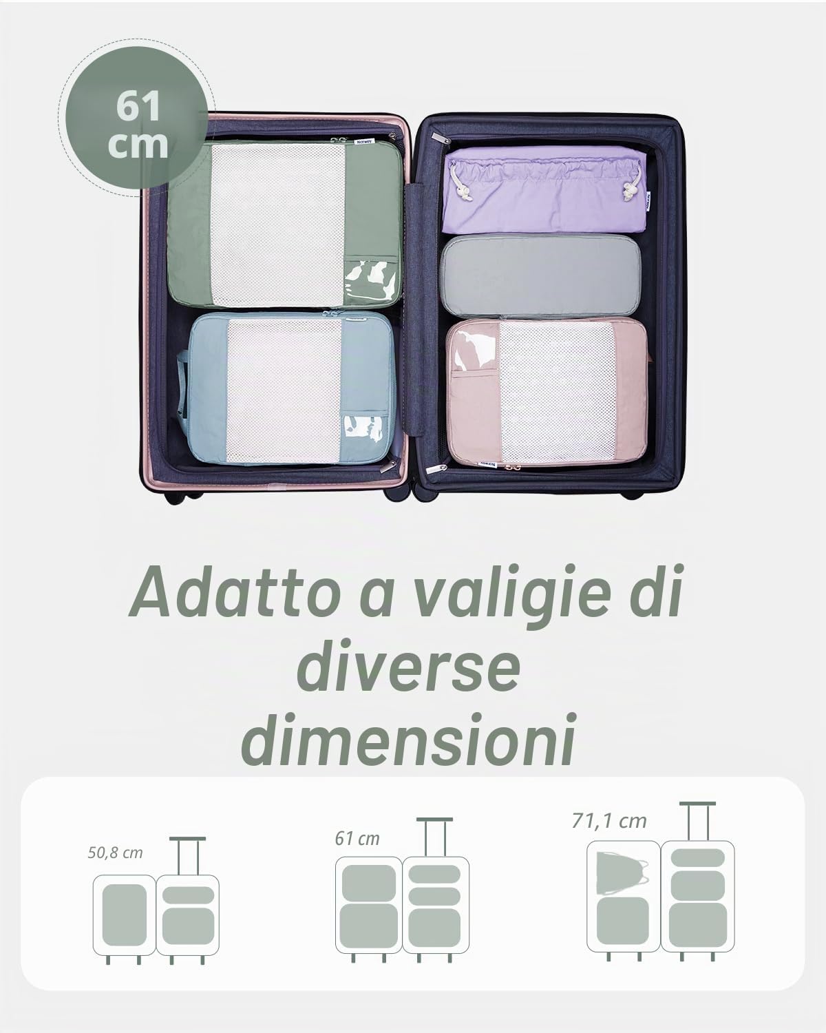 Narwey Organizer Valigia 5 Pezzi Set Packing Cubes Compression, Organizer Valigia Viaggio Compressione Salvaspazio, Viaggio Accessori Utili per Vestiti Scarpe Deposito (Combinati)