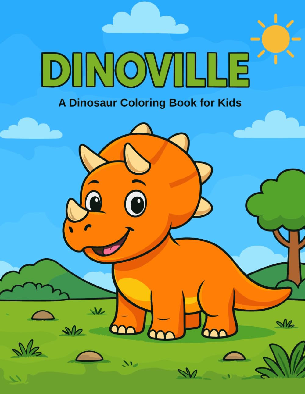 Dinoville: A Dinosaur Coloring Book for Kids Ages 3-7 | Bold & Easy Dinosaur Pages for Toddlers and Boys