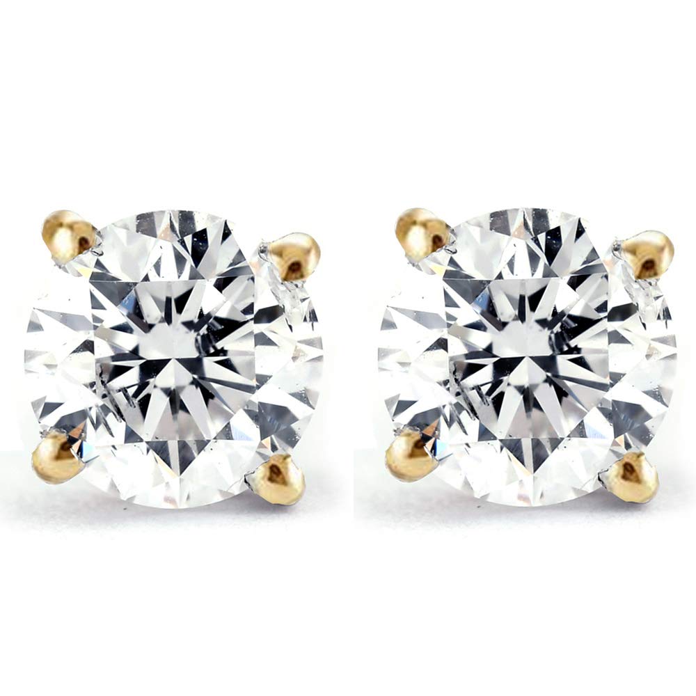 Pompeii Tiny 1/4Ct Round Diamond Small Stud Earrings in 14K White or Yellow Gold Classic Setting
