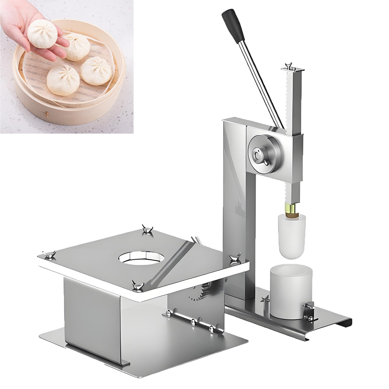 EpyGnom Baozi Maker Stainless Steel, Dough Press Machine, Manual Chinese Bun Making Machine with Baozi Making Mold, 400-500buns/h, Perfect for Dumplings and Buns Medium