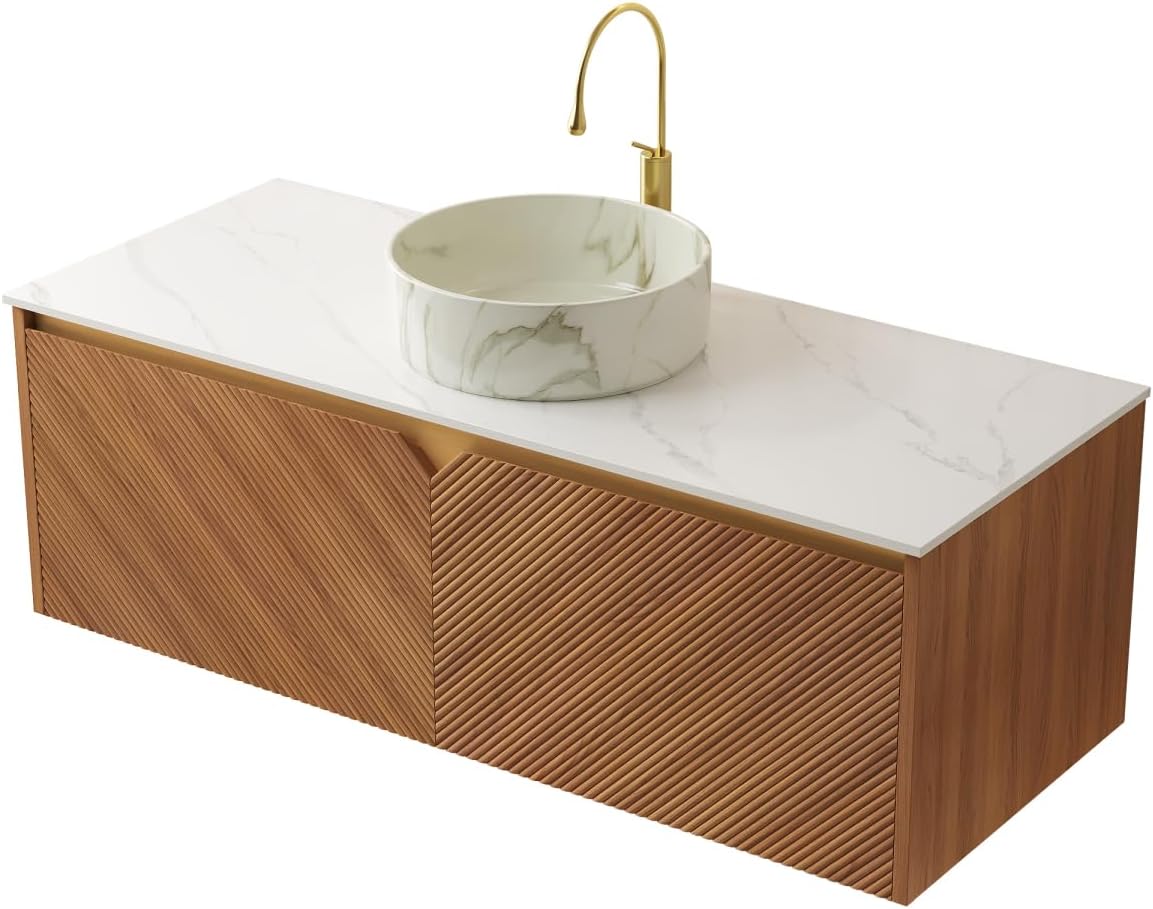 48" Wall-Mounted Cabinet, Brown Oak