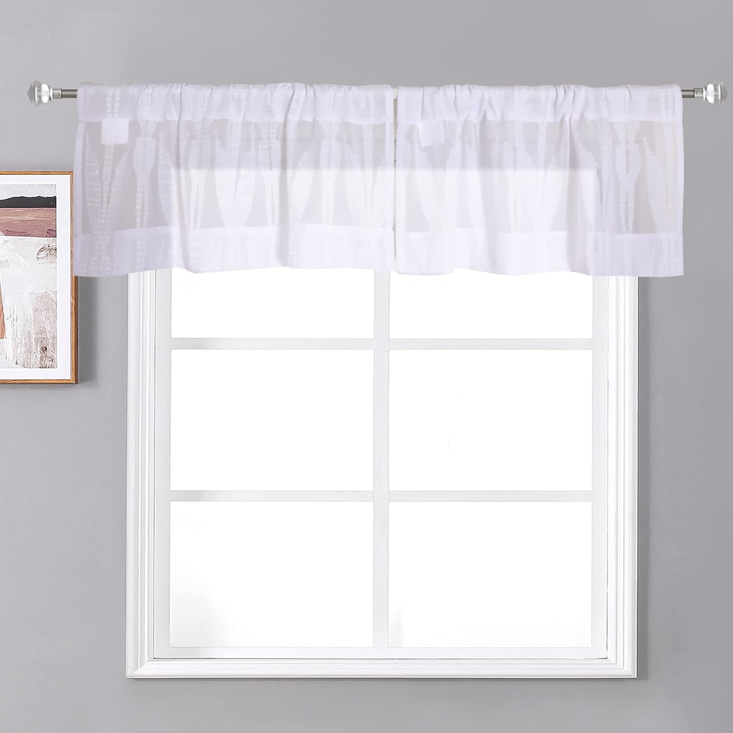 OWENIE Kitchen Valances for Window 2 Pack Clearance, White
