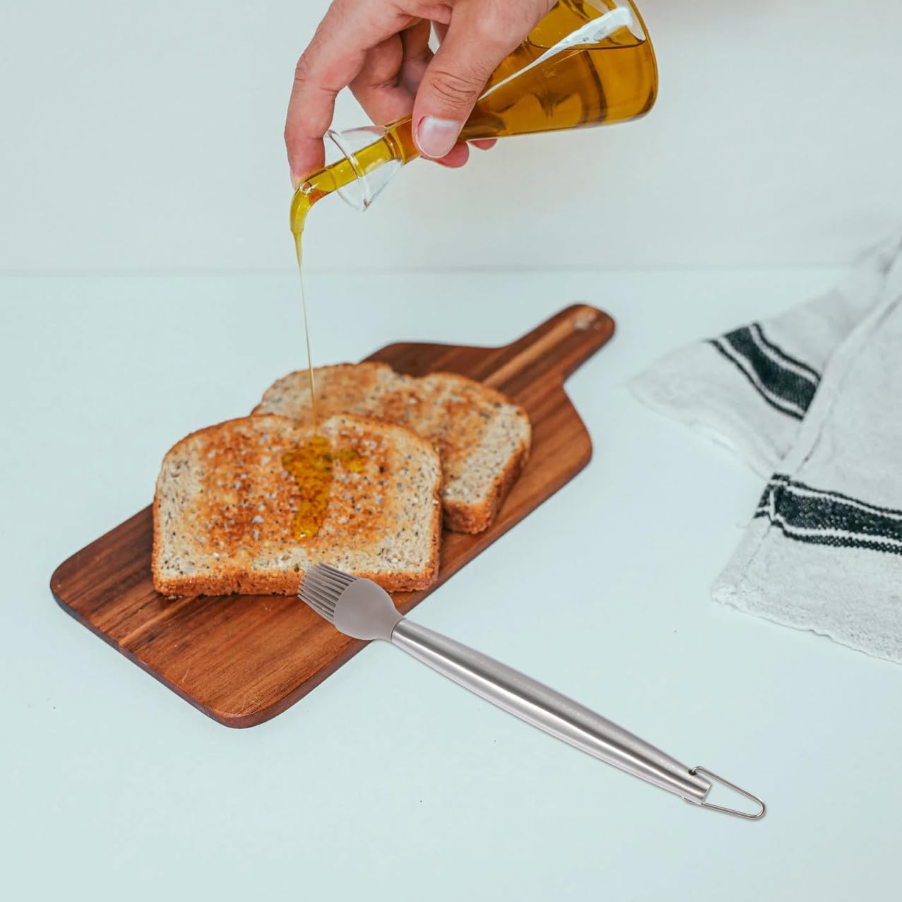 Stainless Steel Silicone Basting Brush for Grill and Pan