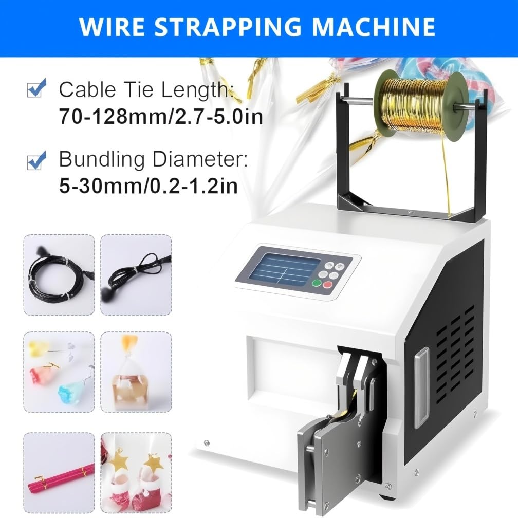 Machine à nouer automatique à torsion, machine à sceller les fils réglables avec affichage numérique, idéale pour l'emballage alimentaire, la boulangerie, les collations et les sacs d'artisanat