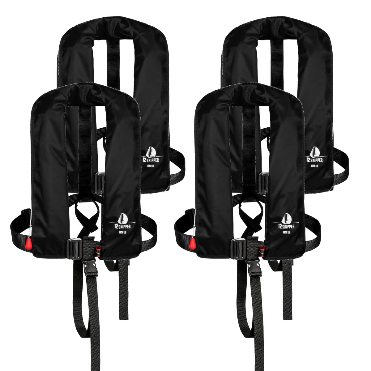 4er-Set Automatik-Rettungswesten 165N ISO mit Harness