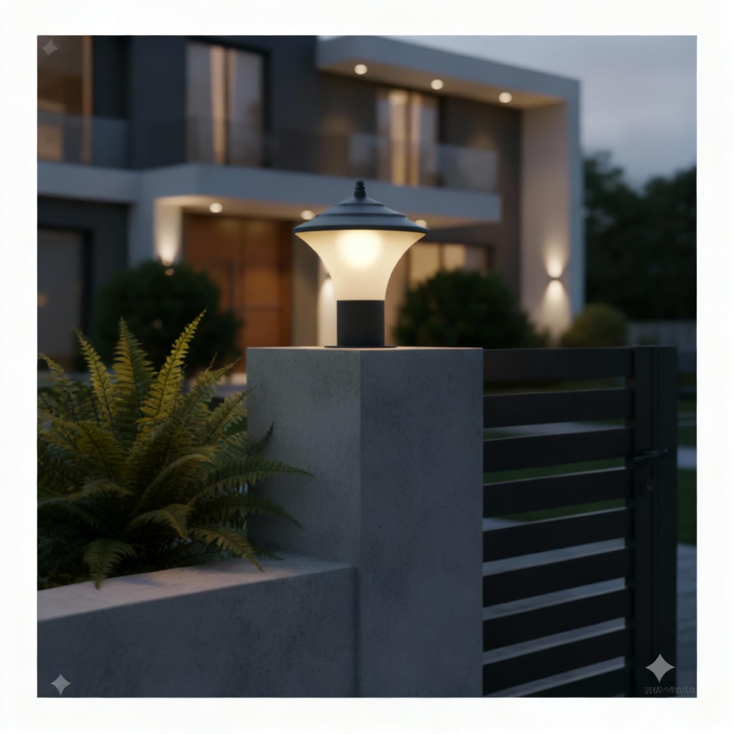 Outdoor Gate Lamp for Gate Pillar | PVC & Metal Body Light for Home Entrance & Garden. (2, GL 04)-image-43
