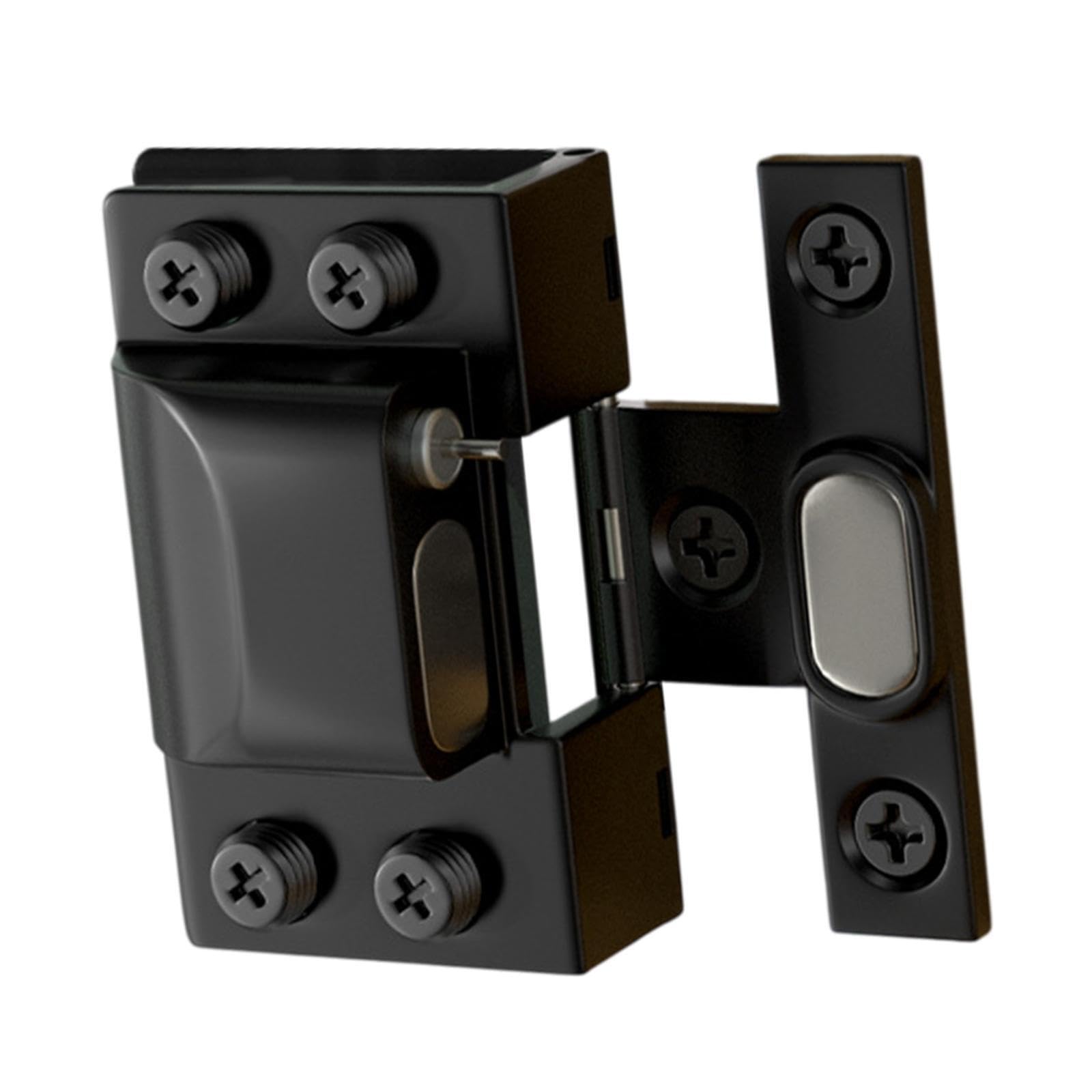 Qlecxzi Black Cupboard Glass Door Hinge Replacement Hardware Easy Install Hydraulic Soft Close Mechanism Suitable For Wide Range Of Frameless Glass Panels Door, 5.4X3.4cm