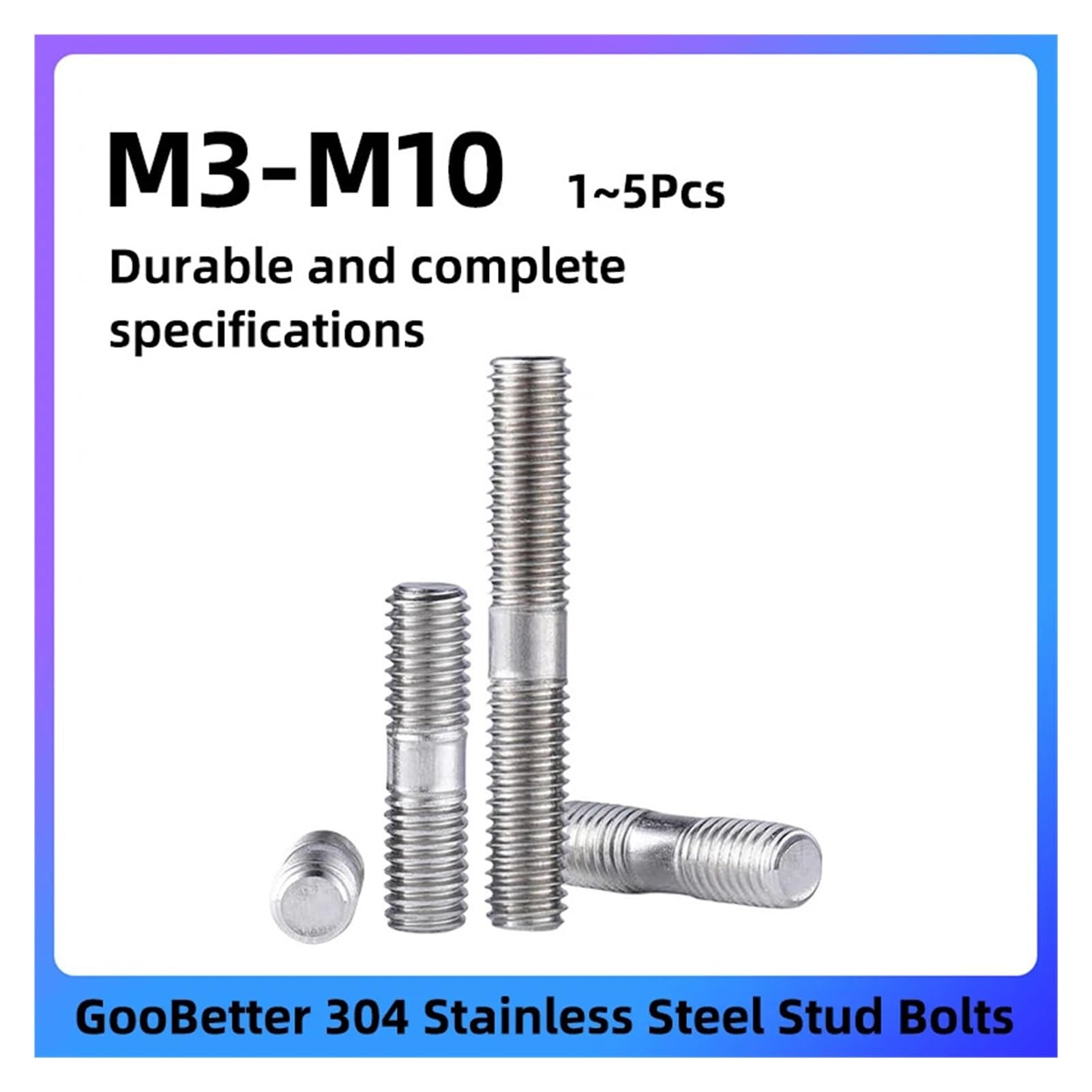 1~5 pezzi di bulloni prigionieri M3 M4 M5 M6 M8 M10 304 in acciaio inossidabile con doppia estremità filettata(M5x20 (5PCS))