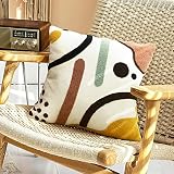 Merrycolor Colorful Boho Throw Pillow Covers 18x18 inch Tufted Modern Abstract Line Art Cute Pillows