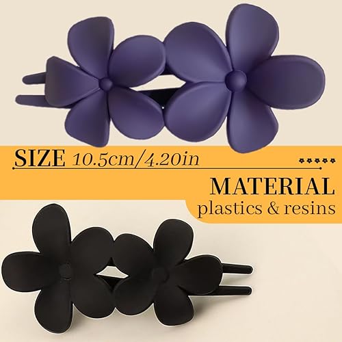 Miniatura 2 de 5 pinzas para el pelo con flores mate, pasadores de pelo de cocodrilo para mujeres y niñas, lindas pinzas para el cabello francés, antideslizantes,