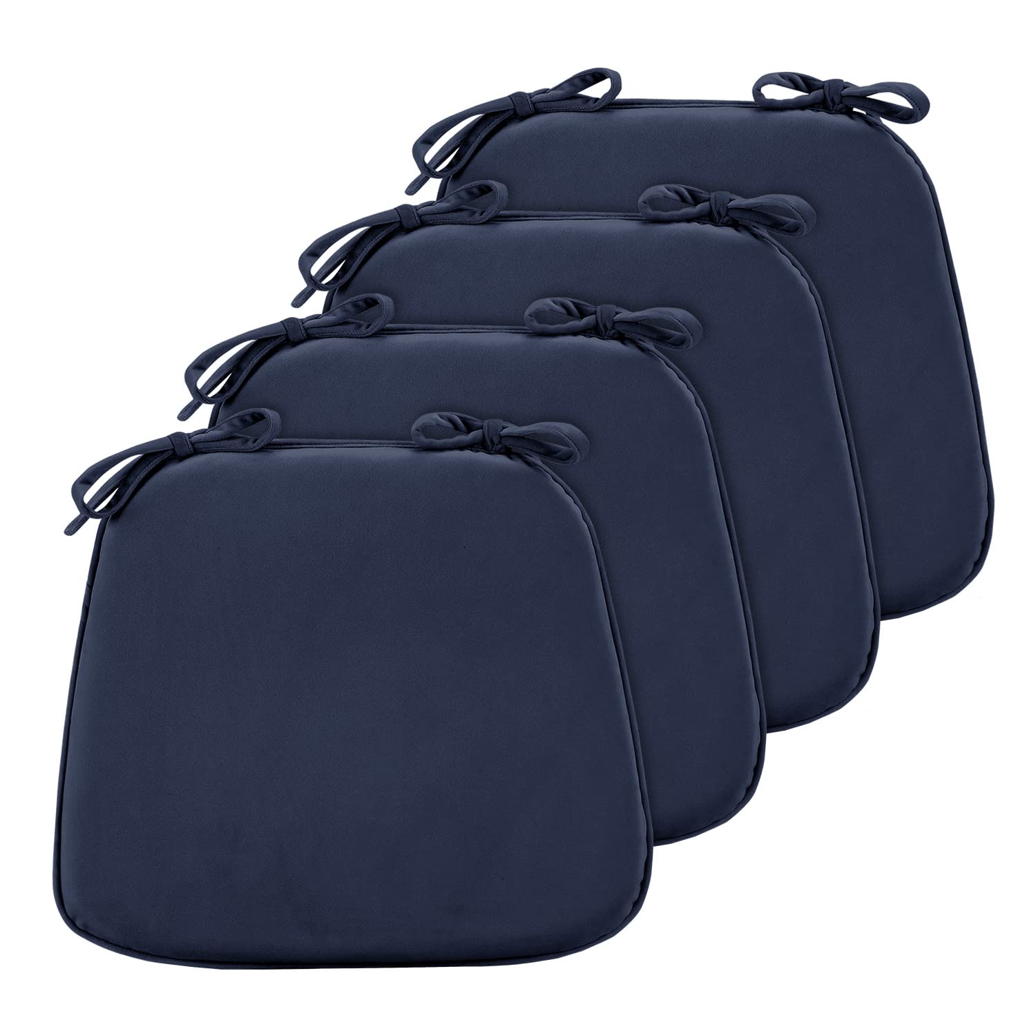 LOVTEX Chair Cushions for Dining Chairs 4 Pack - 17"x15"x1.5" Kitchen Chair Cushions - Dining Chair Pads with Ties, Navy