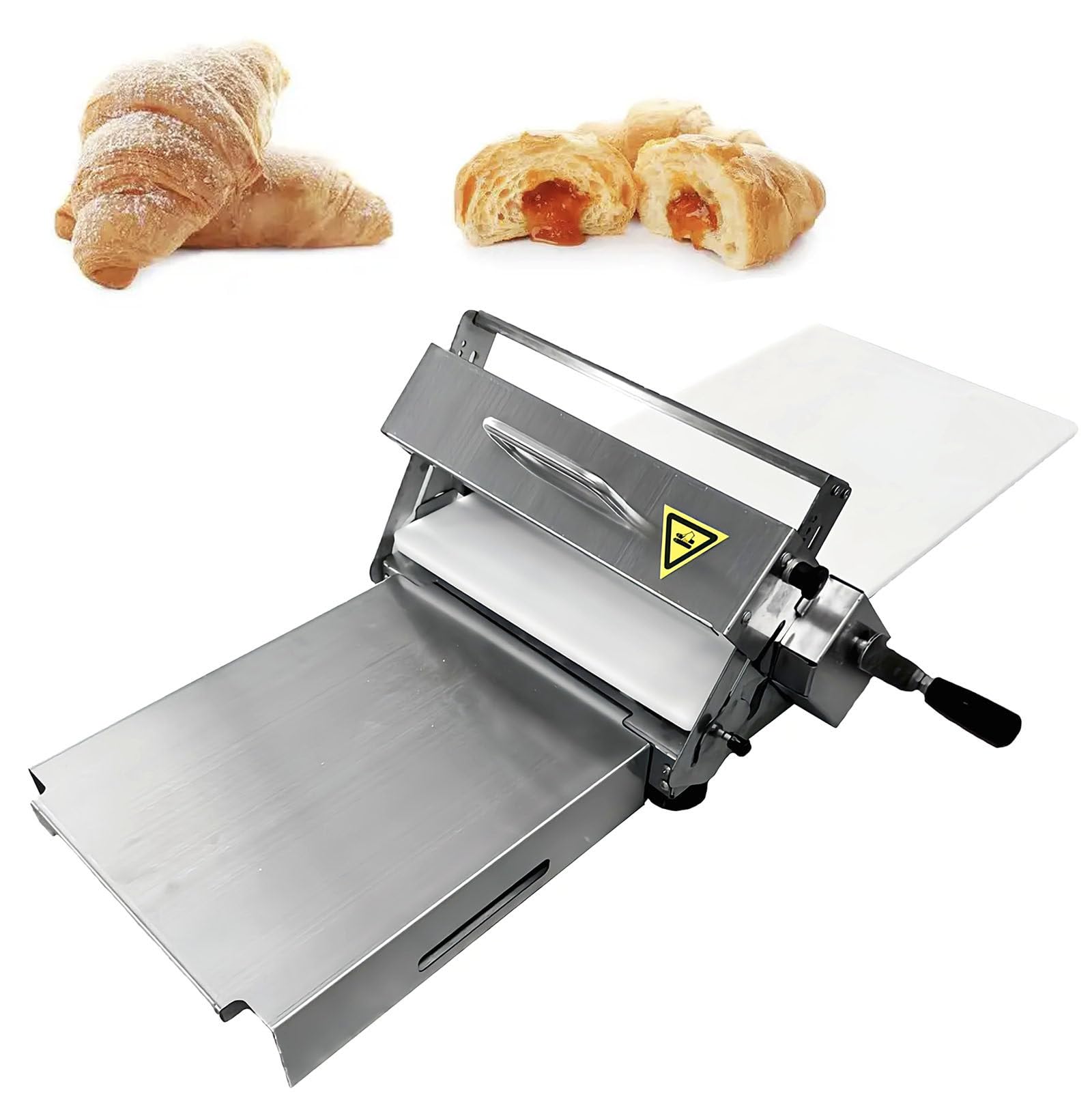 Laminadora de Masa Manual, Rodillo de Masa de Acero Inoxidable para encimera, Grosor Ajustable para Masa de Pizza, panadería doméstica y Comercial.
