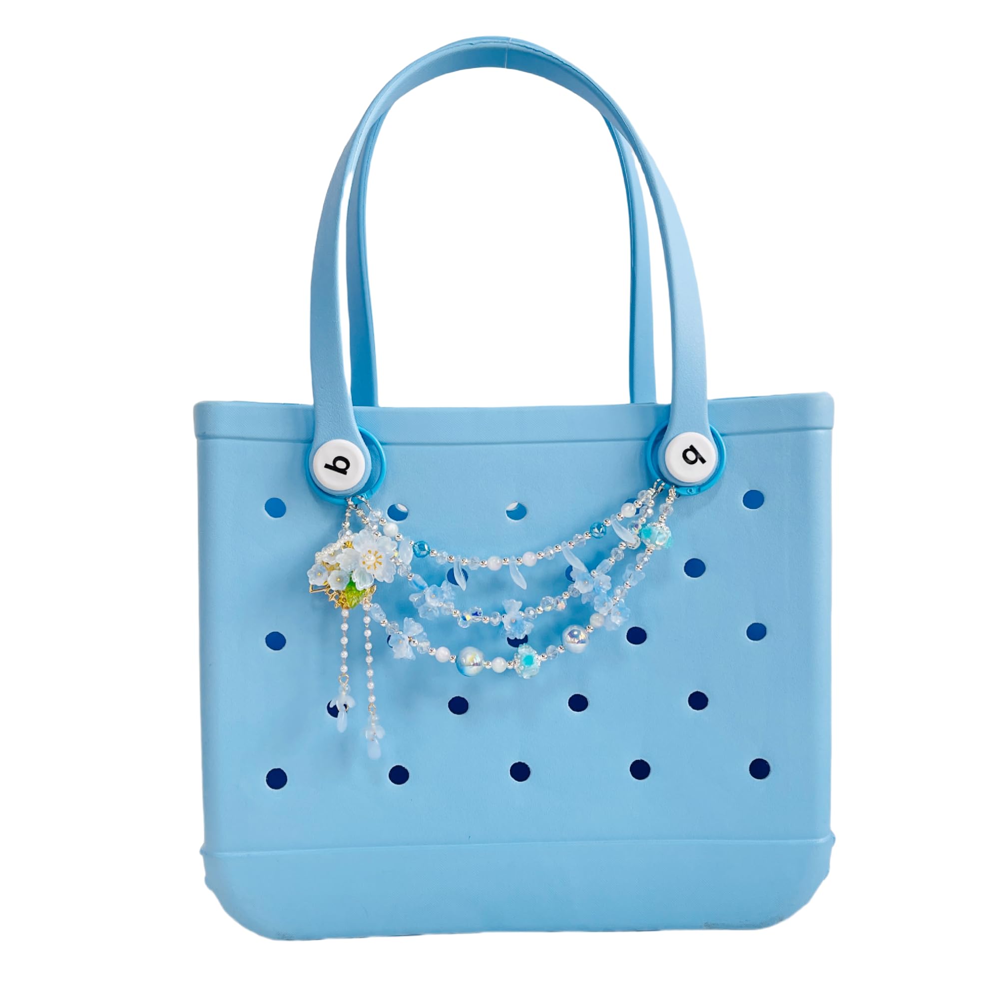 QTMY Flower Crystal Beaded Chain Bag Charms for Bogg Bag Accessories Rubber Beach Bag, Boho Purse Charms,897