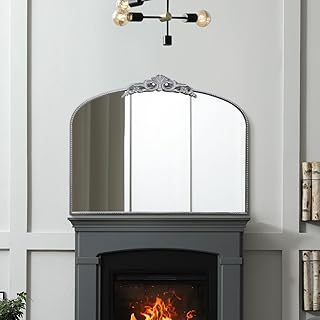 MirrorOutlet The Crown - Silver Metal Framed Classic Arched Wall Mirror with Feature Crown 40