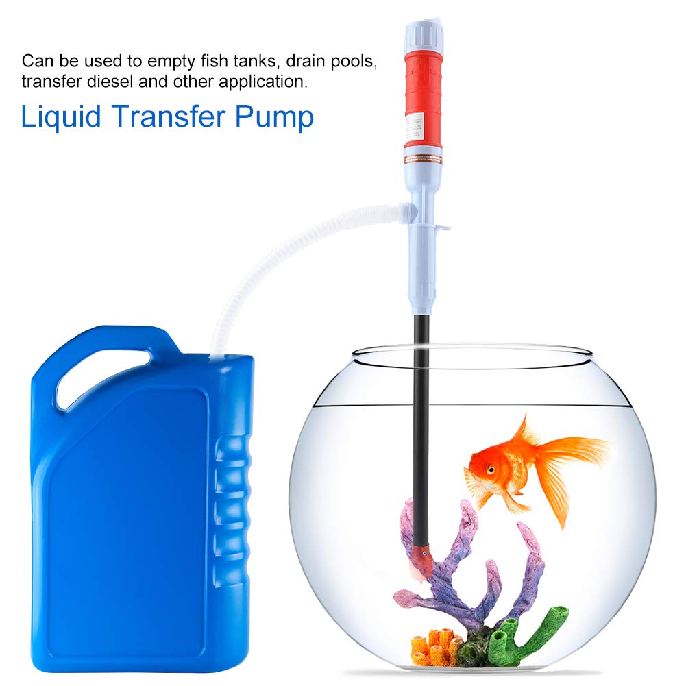 Bomba Eléctrica de Transferencia de Líquido, Bomba de Sifón Duradera para Agua, Aceite, Diésel, Perfecta para Vaciar Peceras, Piscinas, 64cm, Azul (Roja)
