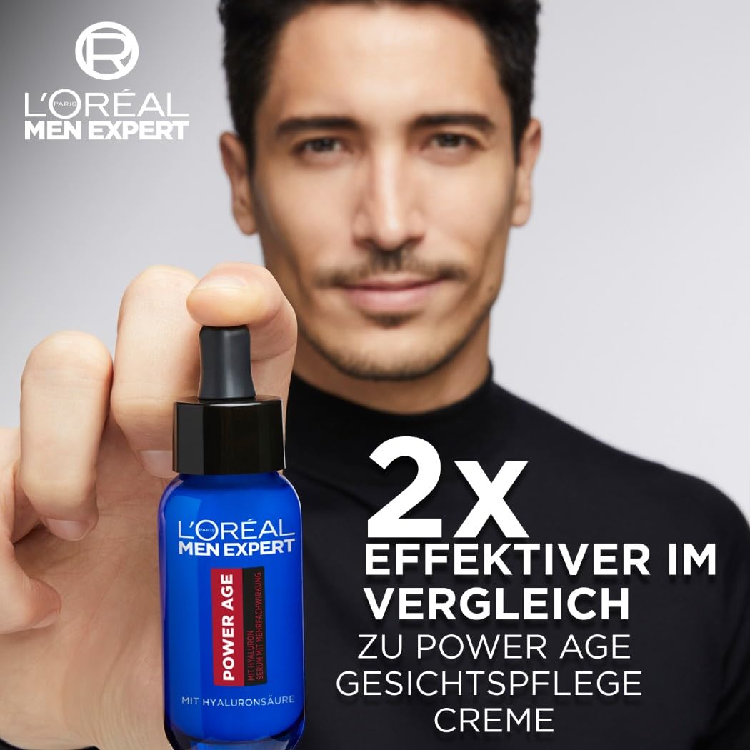 L'Oréal Men Expert Power Age Pflegeset gegen Falten mit Hyaluronsäure, Geschenkset für Männer, 2 x 50 ml, 1 x 30 ml, 1 x 15 ml