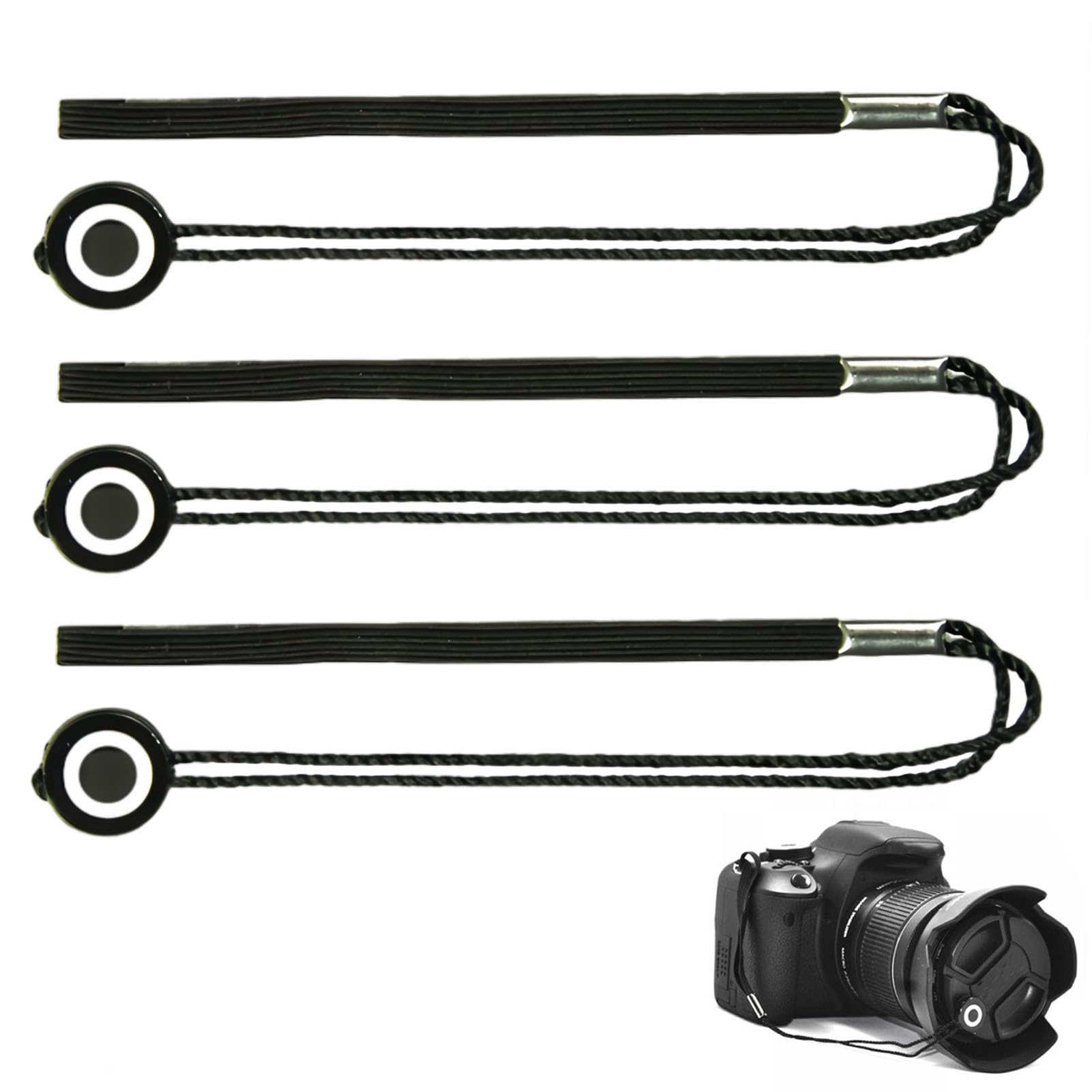 Objektivdeckel Halter mit Schnur, 3 Stück Objektivdeckel Leine Universal Sicherung mit Gummiband Verhindert Den Verlust des Lens Caps passend zu Sony, Nikon, Fuji, Tamron, Sigma, Olympus, Panasonic