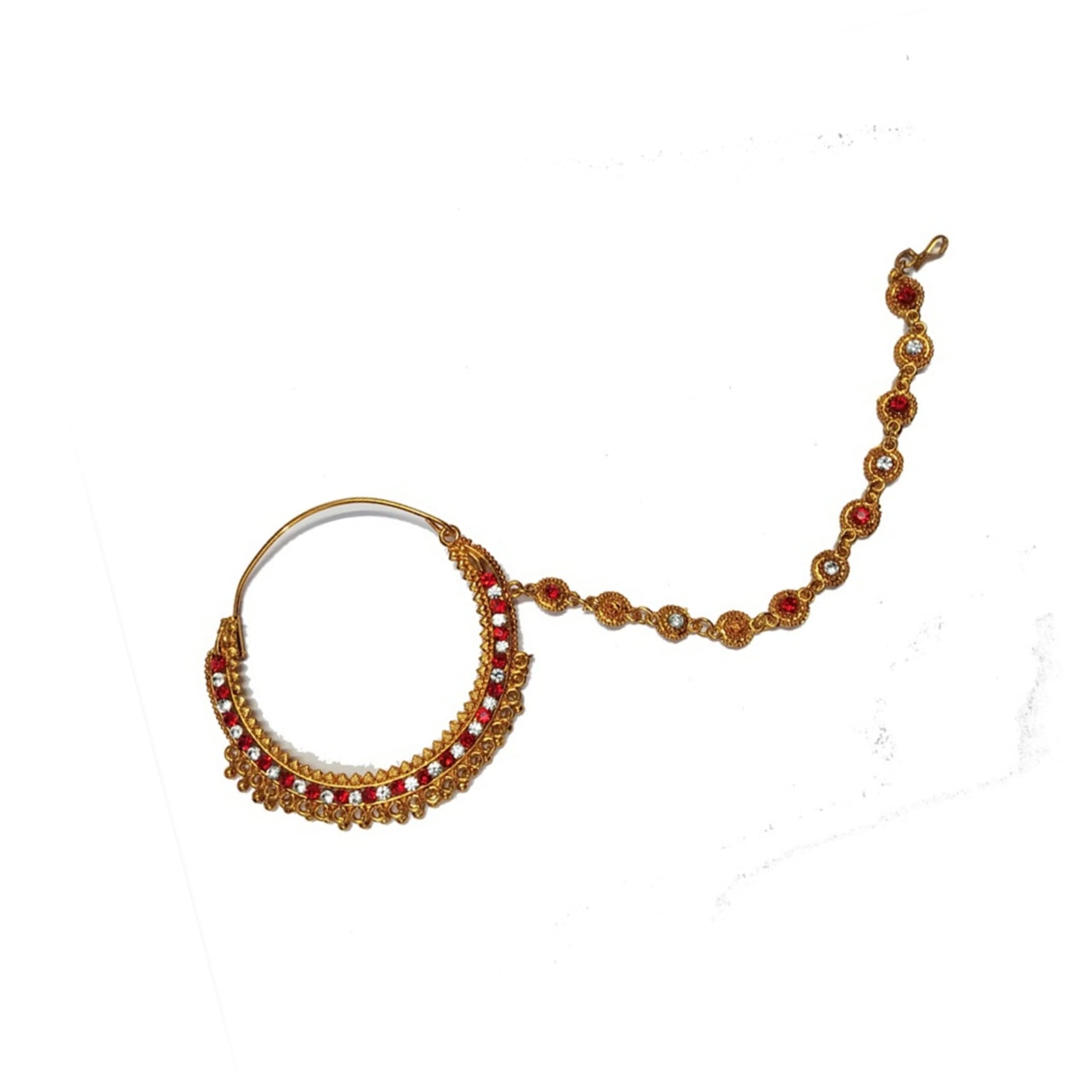 Zeeba women traditional gadwali garhwali kumauni gold plated traditional ethnic bridal nose ring for wedding (B08RXT37HL) Amazon Price History, Amazon Price Tracker
