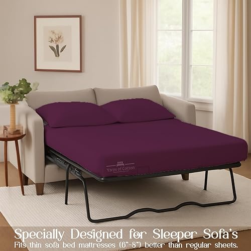 Miniatura 66 de Juego de 4 piezas para sofá cama, 100% algodón de 400 hilos, sábana bajera con bolsillos profundos, suave, sin arrugas y transpirable, calidad