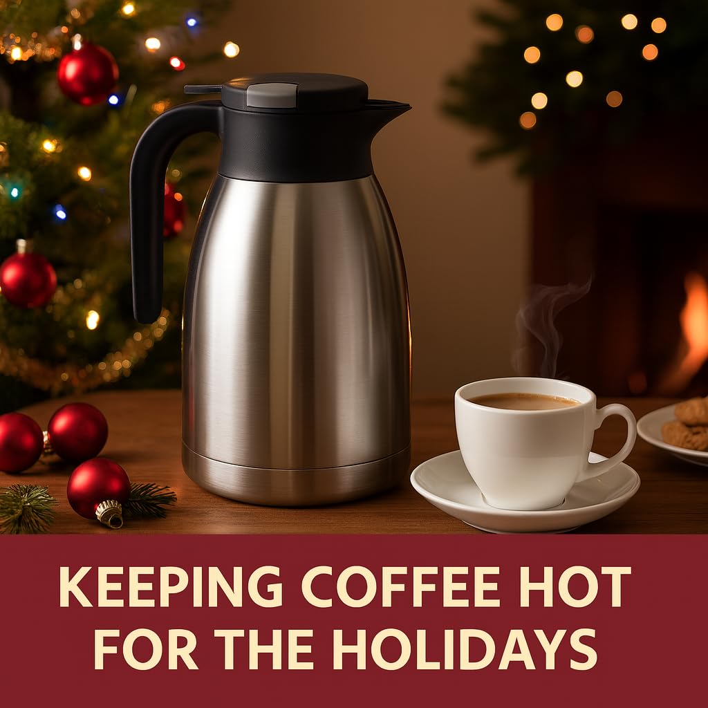 Heritage66 - Dispensador térmico de café con triple pared de acero inoxidable, termo aislado al vacío, termo para café caliente, 12 horas de té, agua, 2 litros (amplia apertura)
