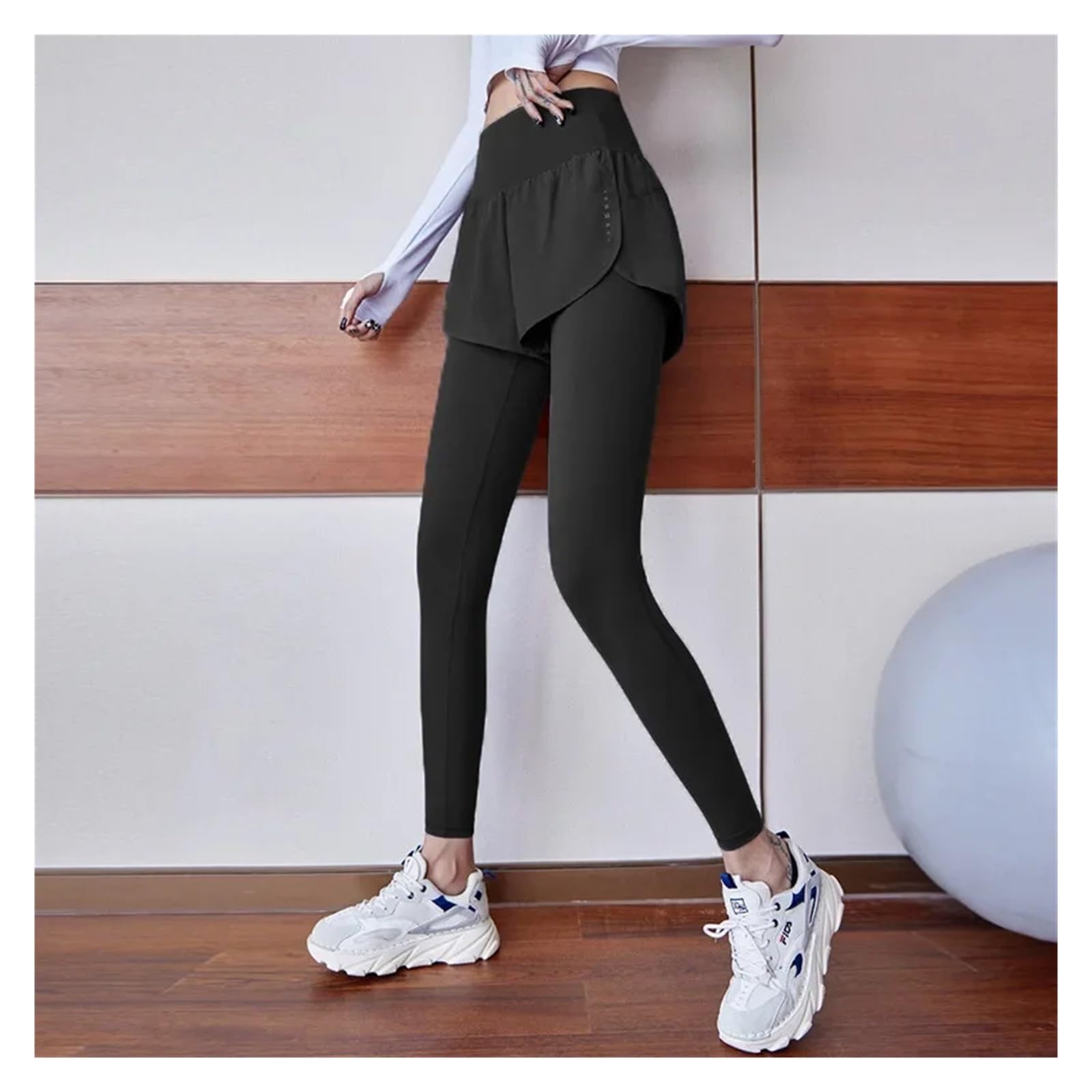 Pantaloni da Yoga da Donna Abbigliamento da Yoga Abbigliamento Sportivo da Palestra Allenamento da Corsa Leggings da Yoga Vestito con Collant Sportivi a Vita Elastica(Black,S for 40-50kg)