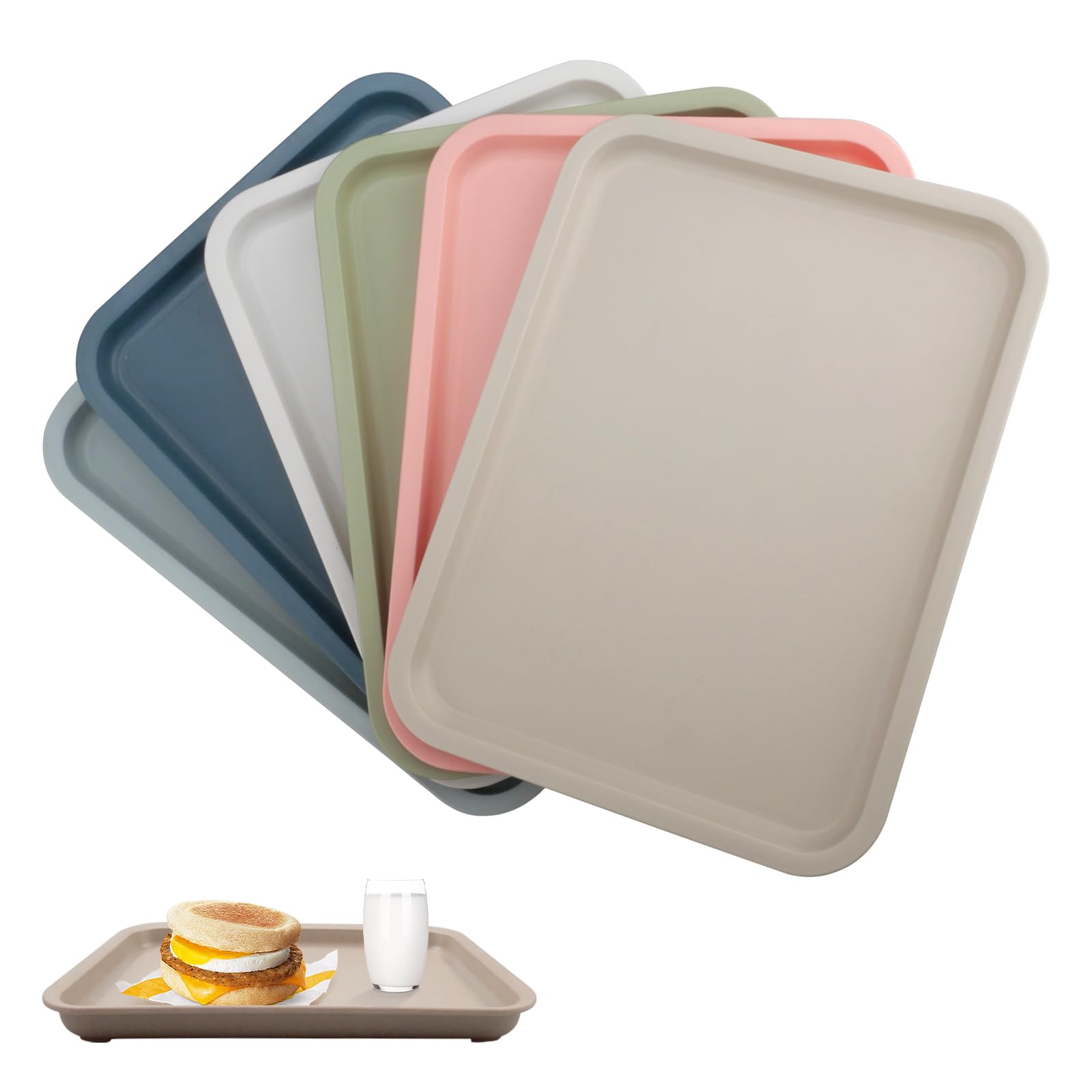 Set 6 Vassoi Plastica Rettangolari 31x23cm - Antiscivolo Per Bar E Ristorante - Foto 1