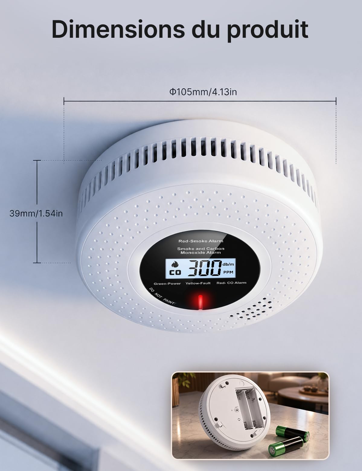 MOES Détecteur Intelligent de Fumée et Monoxyde de Carbone Zigbee, 2 Pcs | Passerelle Zigbee requise, durée de vie 10 ans, données LCD en temps réel, alarme 85 dB, contrôle par application
