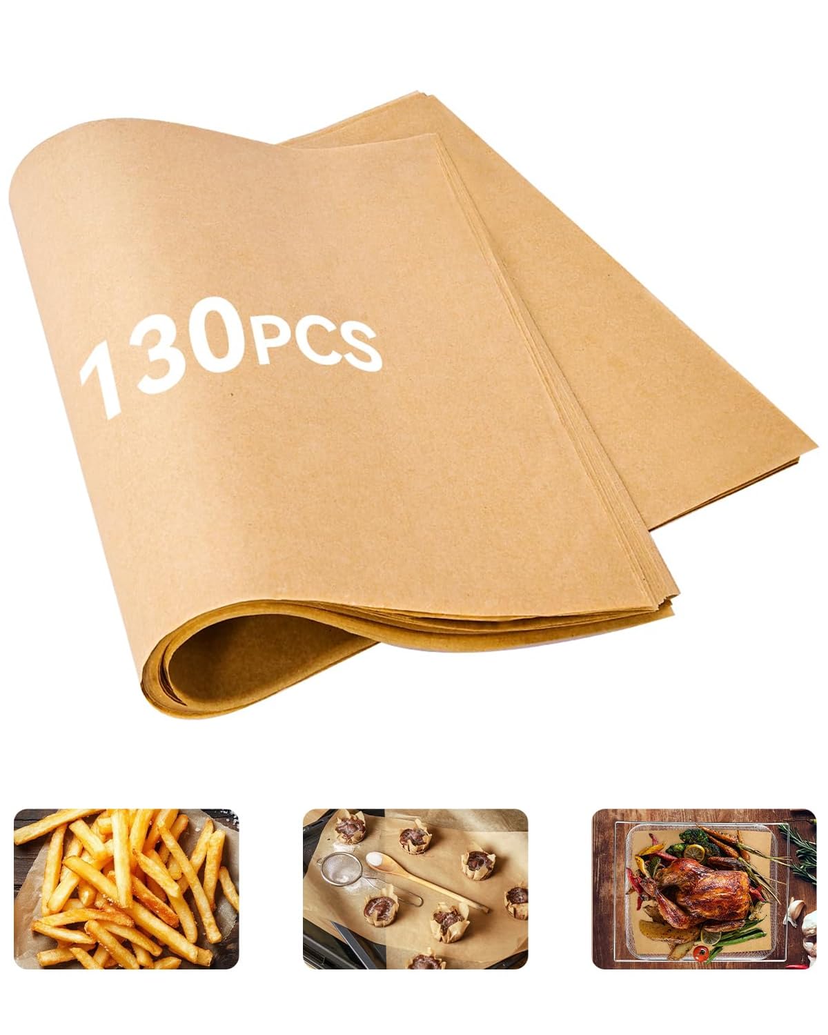 Photo 1 of 130PCS Air Fryer Liners Disposable Compatible with Our Place Wonder Oven 12.7 Quarts, Parchment Paper Sheets for Air Frying Baking Roasting, Air Fryer Toaster Oven Accessories
