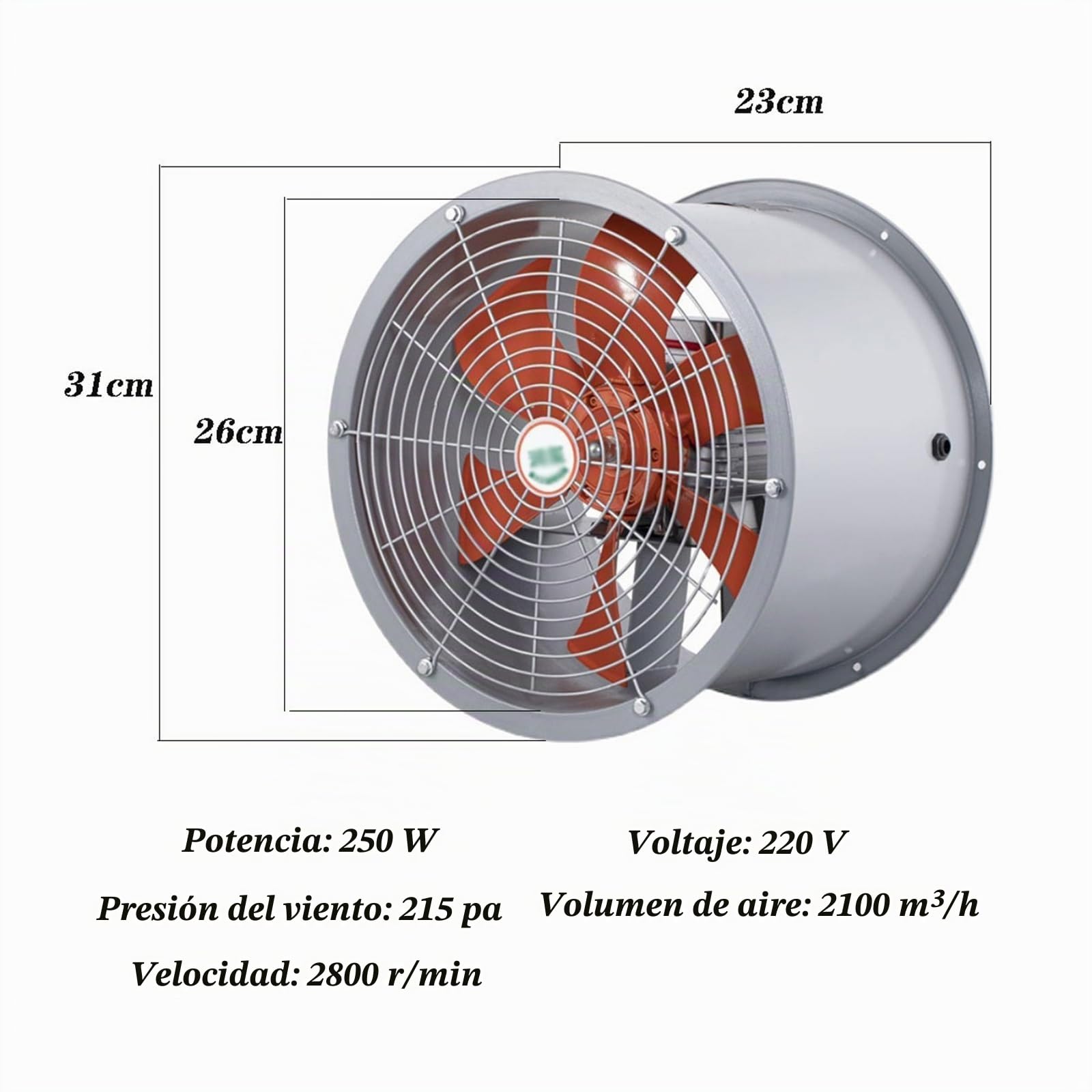 Ventilador Extractor de aire Ventilador Axial resistente a altas temperaturas, ventilador Industrial de poco ruido, conducto de refrigeración de 250W, potente extractor de cocina Extractor de aire