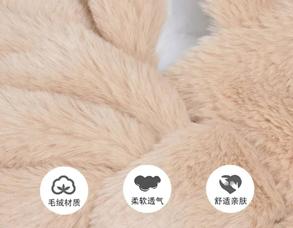 FabNext - New Korean Winter Kids Rabbit Ear Plush Cap/Hat, Warm Trapper Balaclava/Full Head Neck Cap for Boys and Girls (Beige Color) 2
