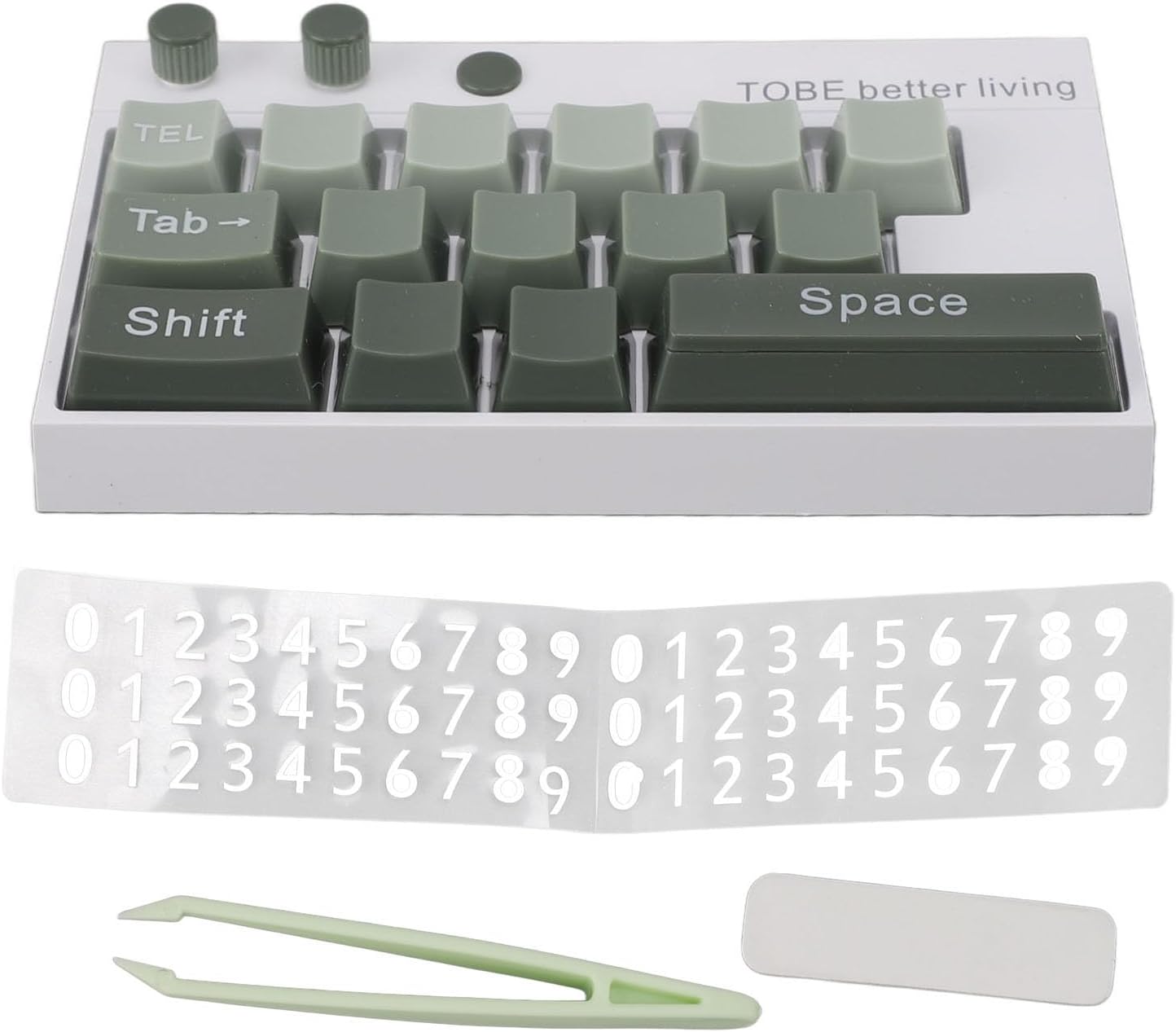 GLOGLOW Mechanical Keyboard Ornament with Glow in the Dark Number Stickers Customizable Parking Display for Desktop Office Home Decor (Green)