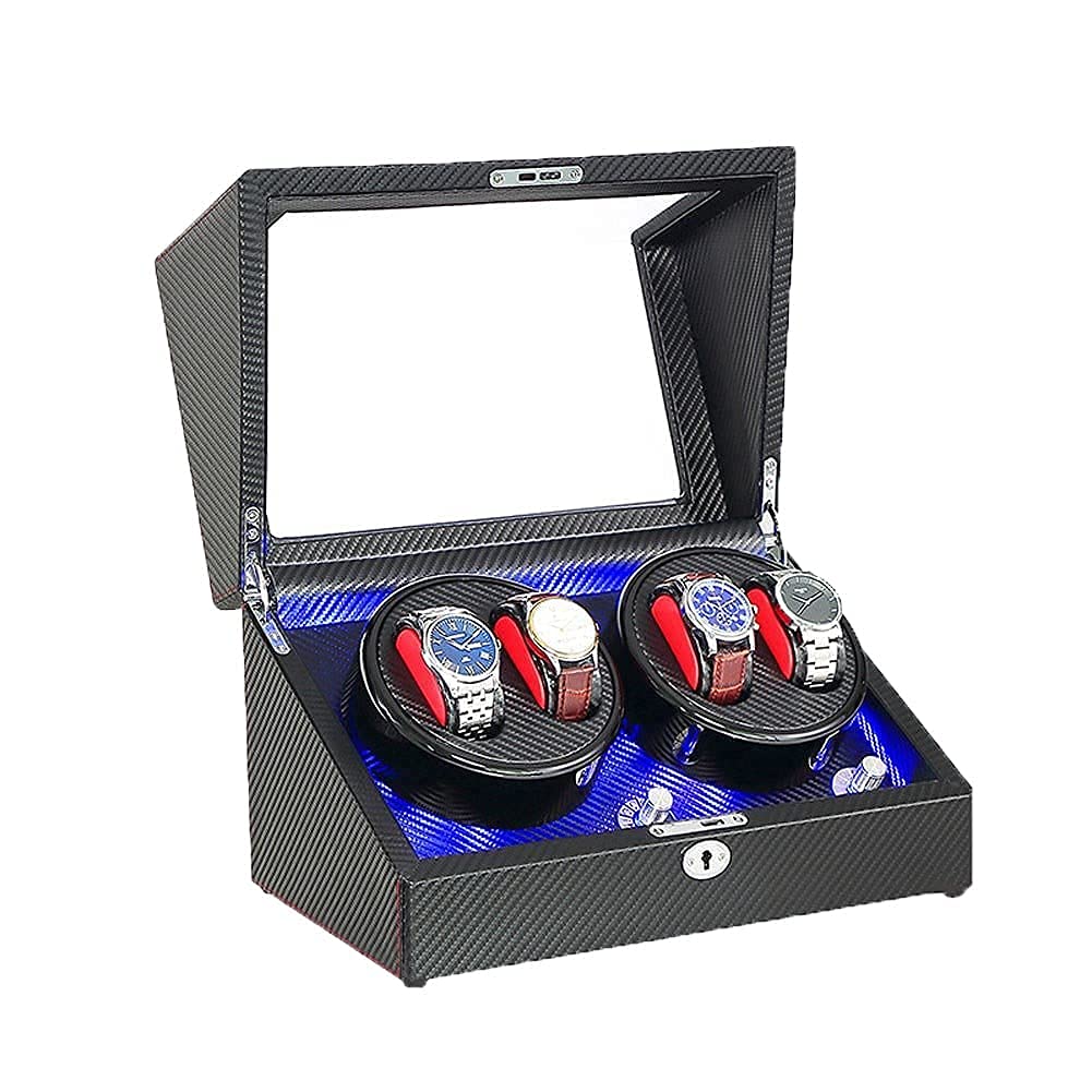 OLSKFUH Watch Winder Automatic Watch Winder Quiet Motor 5 Rotation Modes 4 Watches Storage Display Case Box Watch Winder,E-A