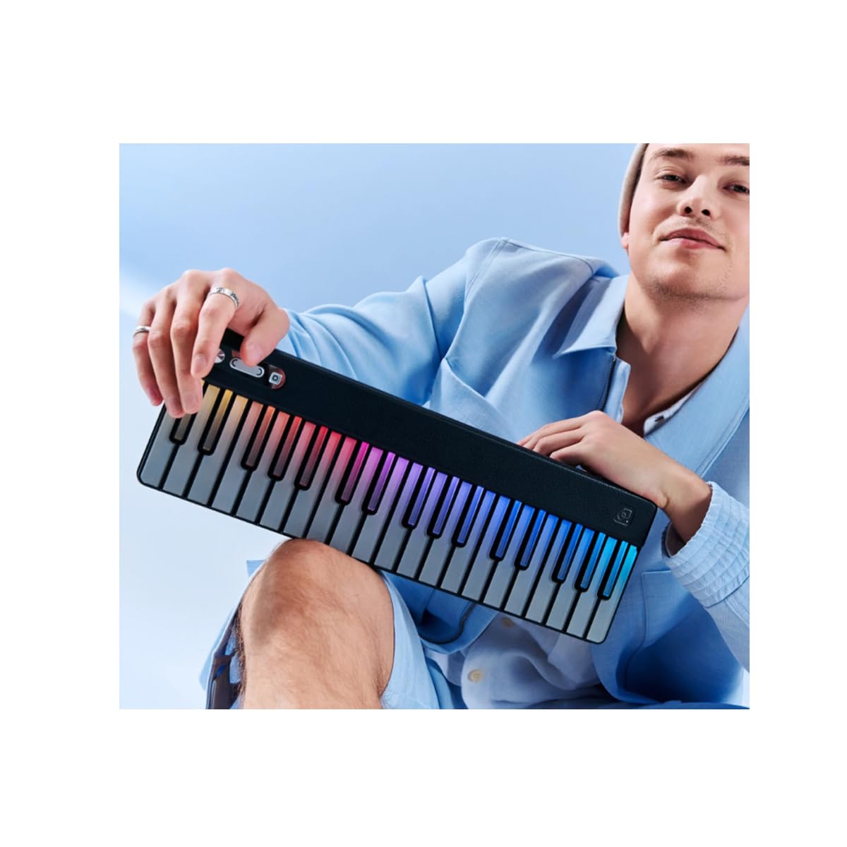 PartyKeys - Teclado MIDI guiado por luz de 36 teclas, teclas con luz LED, controlador Bluetooth MIDI y USB-C, sistema de teclado modular expandible, teclado MIDI portátil para principiantes y