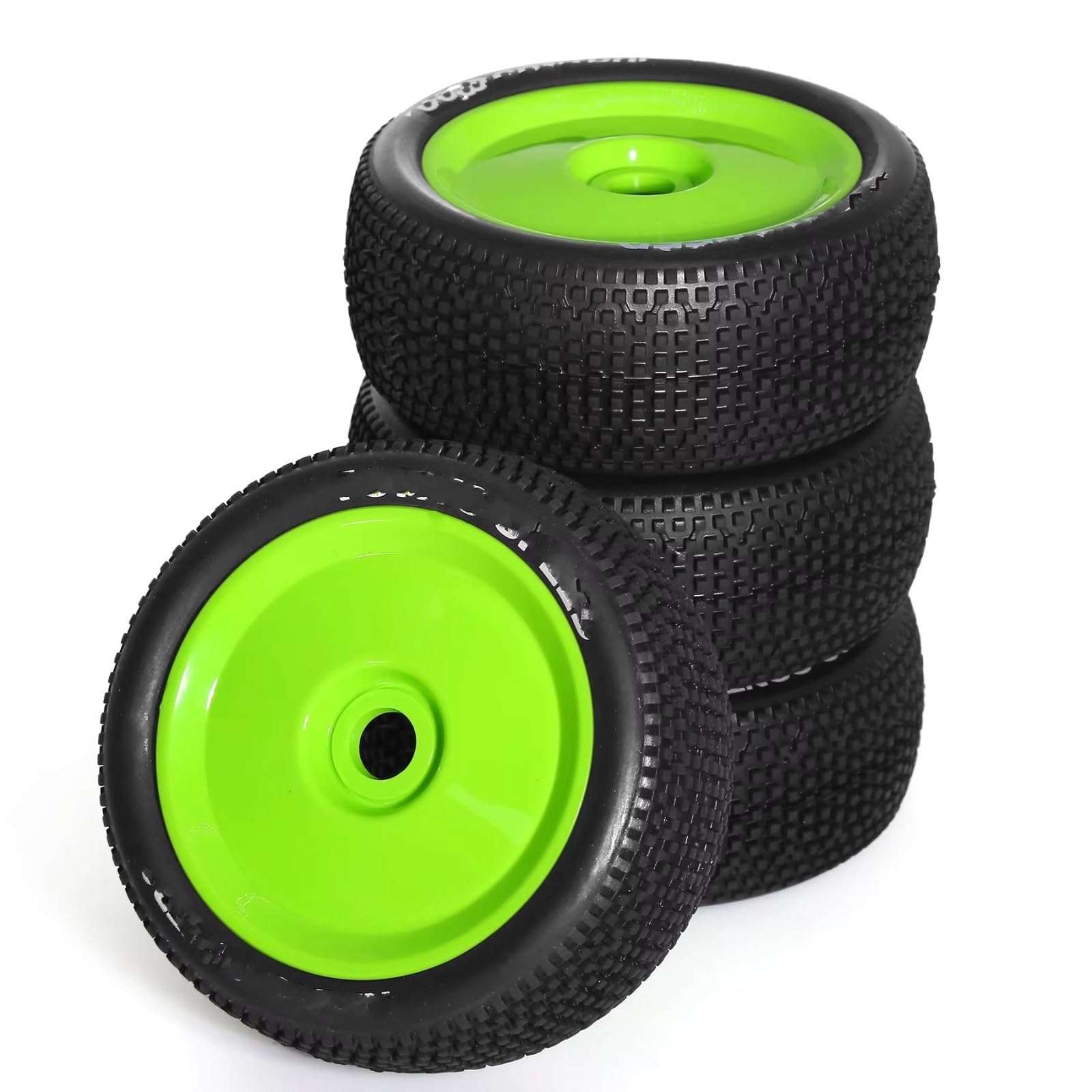 RC Neumáticos Rueda Compatible con ARRMA para Typhon para Talion para Traxxas para Redcat para Team 1/8 RC Off-Road para Buggy 4 Piezas Ruedas De 110 Mm Neumático Hex De 17 Mm(Green)