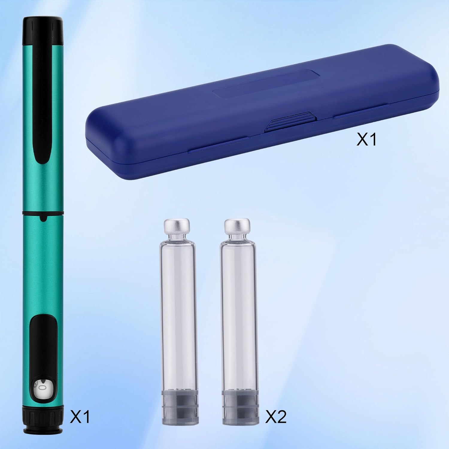 80 Unit Reusable Pen Injector, Include 2pcs 3mL Cartridges and Protect Case