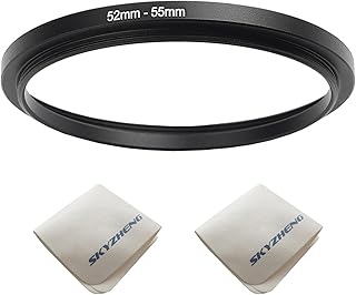 52mm Lens to 55mm Camera Lens Adapter 52mm to 55mm Step Up Ring Adapter Ring for All Brands of UV ND CPL, with Premium Lens Wiping Cloth (2 Pack) (52mm-55mm)