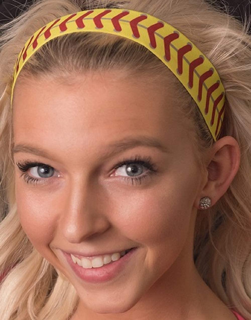 Flexer No Slip Softball Headband Yellow with red Stitching, Girls , Gift, for Girls .