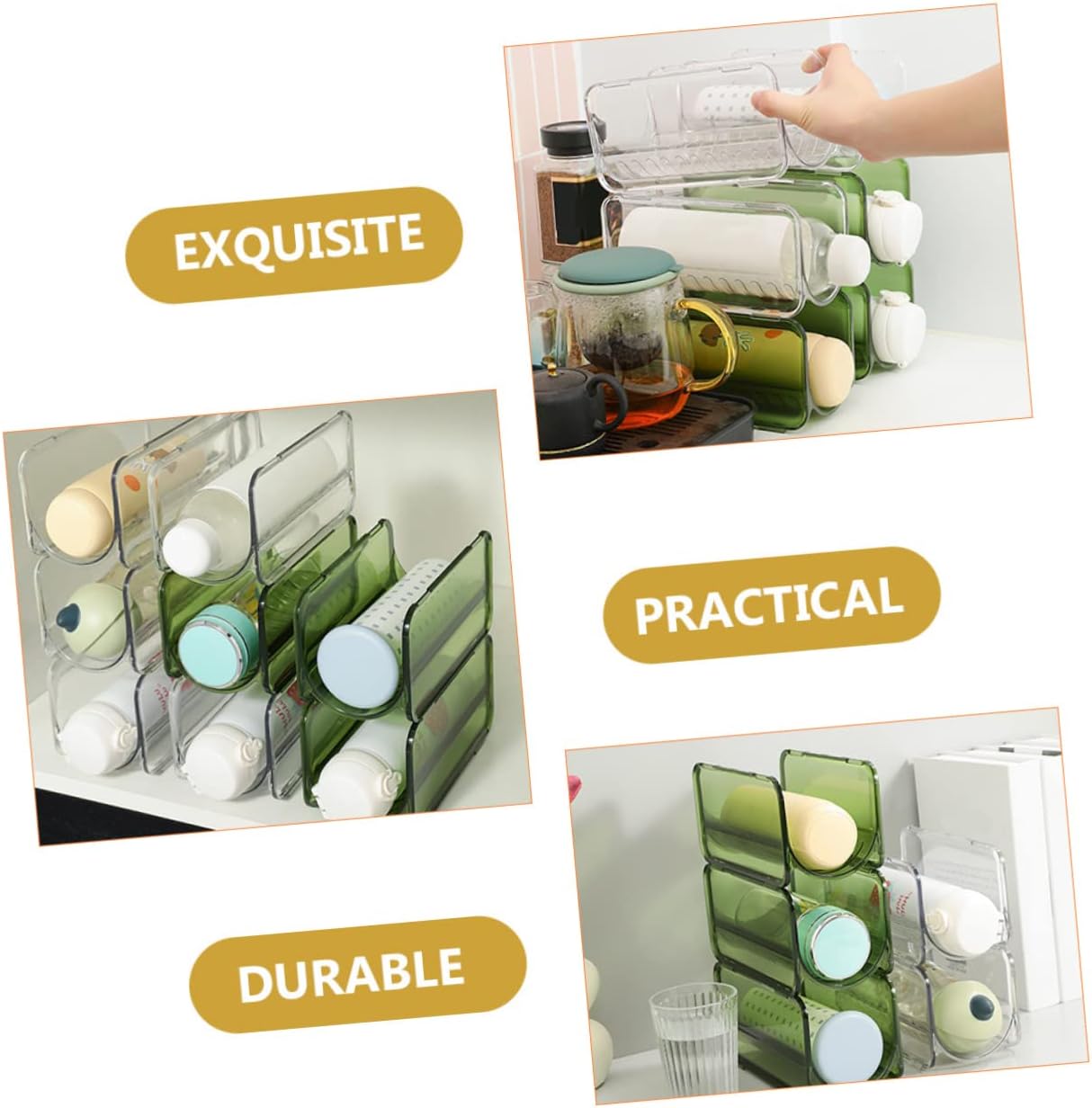 DECHOUS 6pcs Stackable Water Bottle Organizer Versatile Storage Rack for Kitchen Countertop Pantry Cabinets Lightweight Design for Storage Transparent Transparent