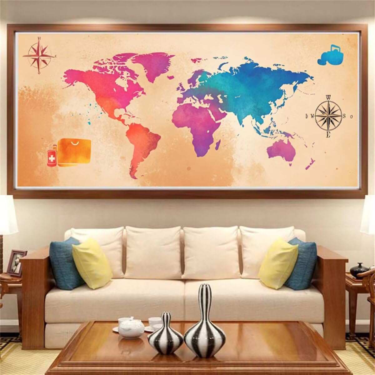 Paesaggio Dipingi con i Numeri Adulti, Mappa Dipingere Con I Numeri, Hobby Creativi Passatempo Pittura Con i Numeri Adulti con Vernici e Pennelli, per Decorazioni Parete Casa Regalo 60x120 cm W-4010