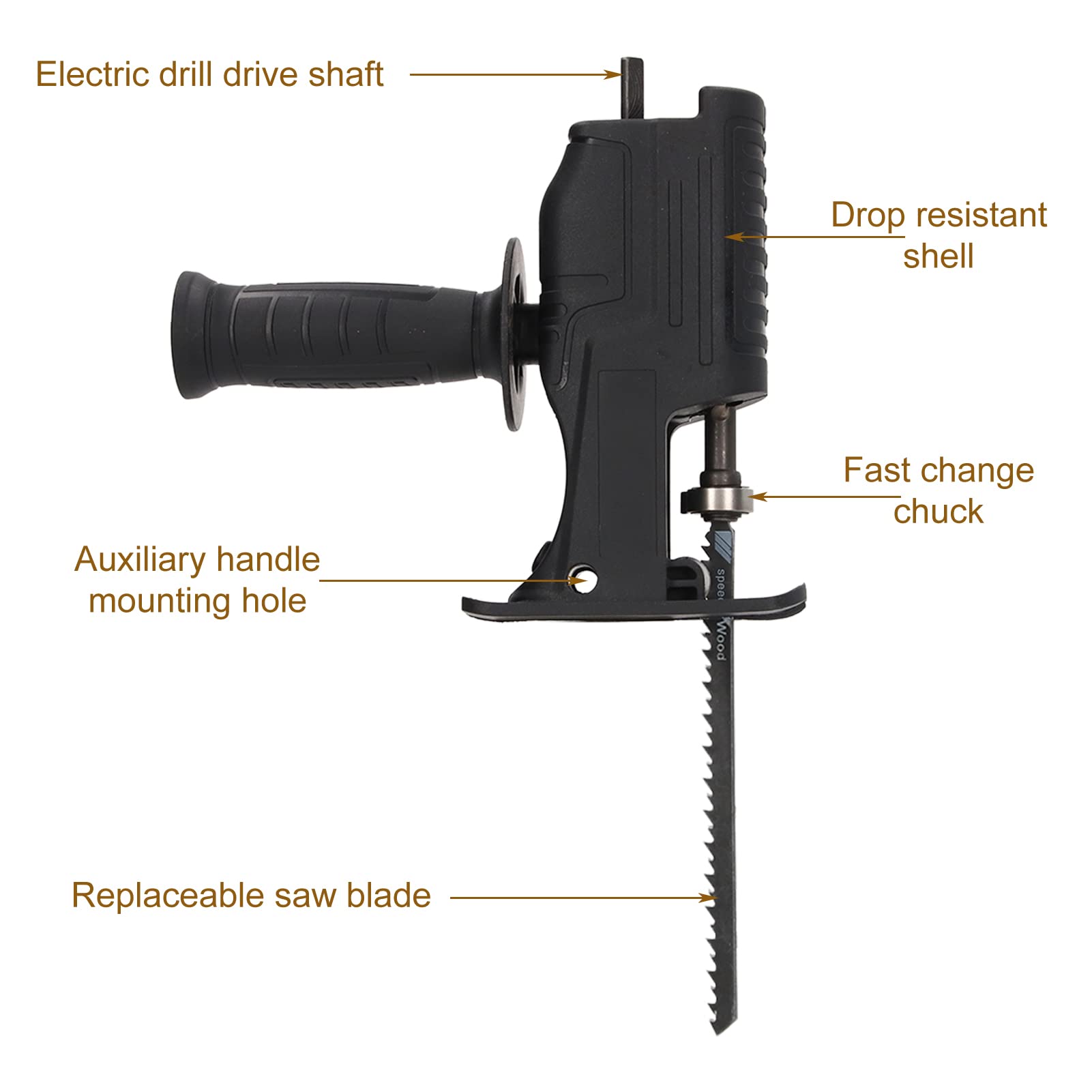 Adaptador de Sierra Recíproca Portátil Kit de Mango de Adaptador de Motosierra con Mango Ergonómico para Carpintería