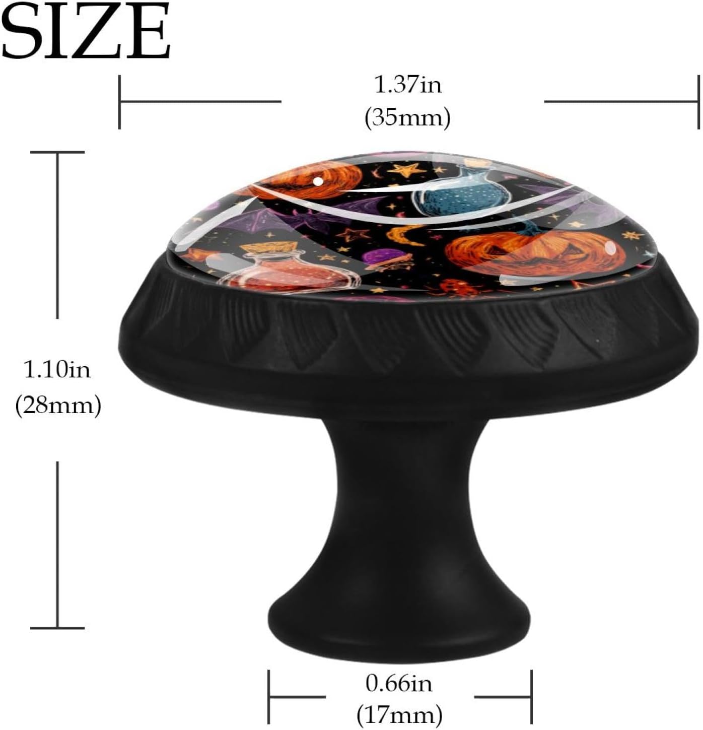 Black Helloween (2) Simple Decorative Drawer Knobs, Sturdy Cabinet Hardware with Complete Screws Kit