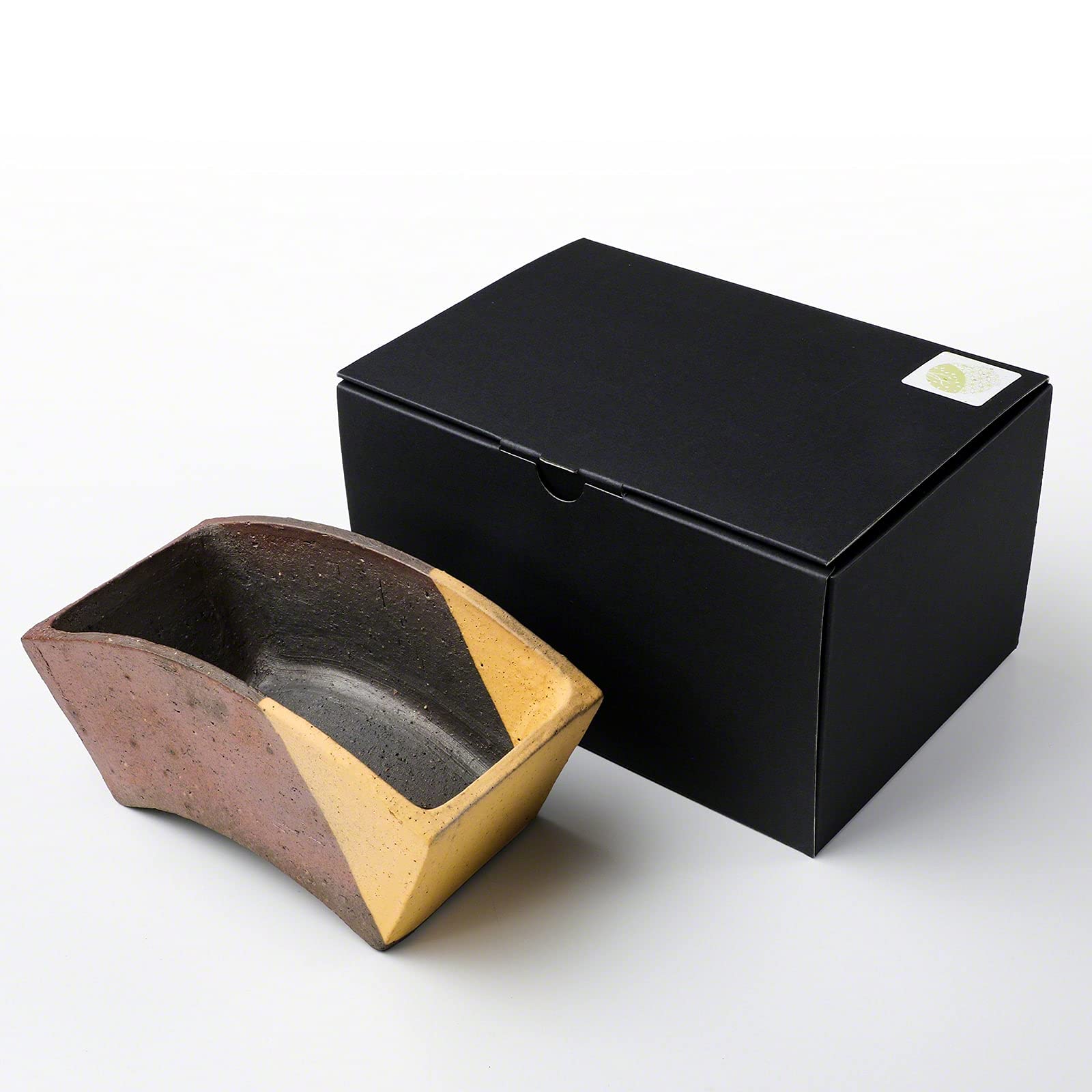 Wazakura Tokoname Serie Japanische handgefertigte Bonsai Schale in Fächerform mit Entwässerungslöchern 174 mm, Kunsthandwerklicher Keramik-Garten-Container, Dekorative Bonsai Schale – Fächerform