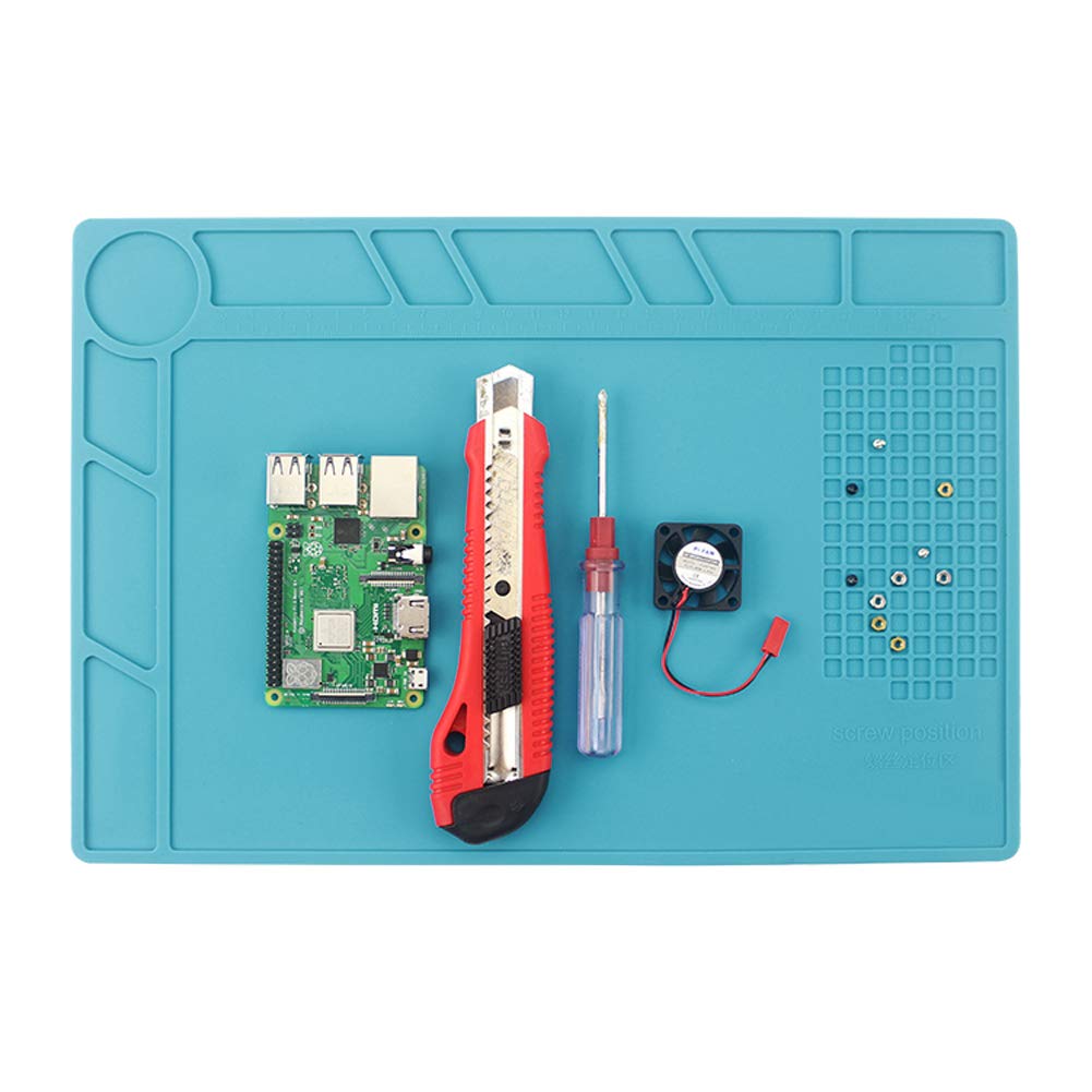 WUGU Tapis de réparation en Silicone,Tapis de soudure multifonctionnel,Tapis de soudure Anti-Corrosion,Tapis à souder,pour la réparation de Circuits imprimés(Blue
