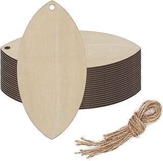 20pcs Surfboard Wood DIY Crafts Cutouts Wooden Surfboard Shaped Hanging Ornaments with Hole Hemp Ropes Wood Tags for DIY Projects Wedding Birthday Party Decorations