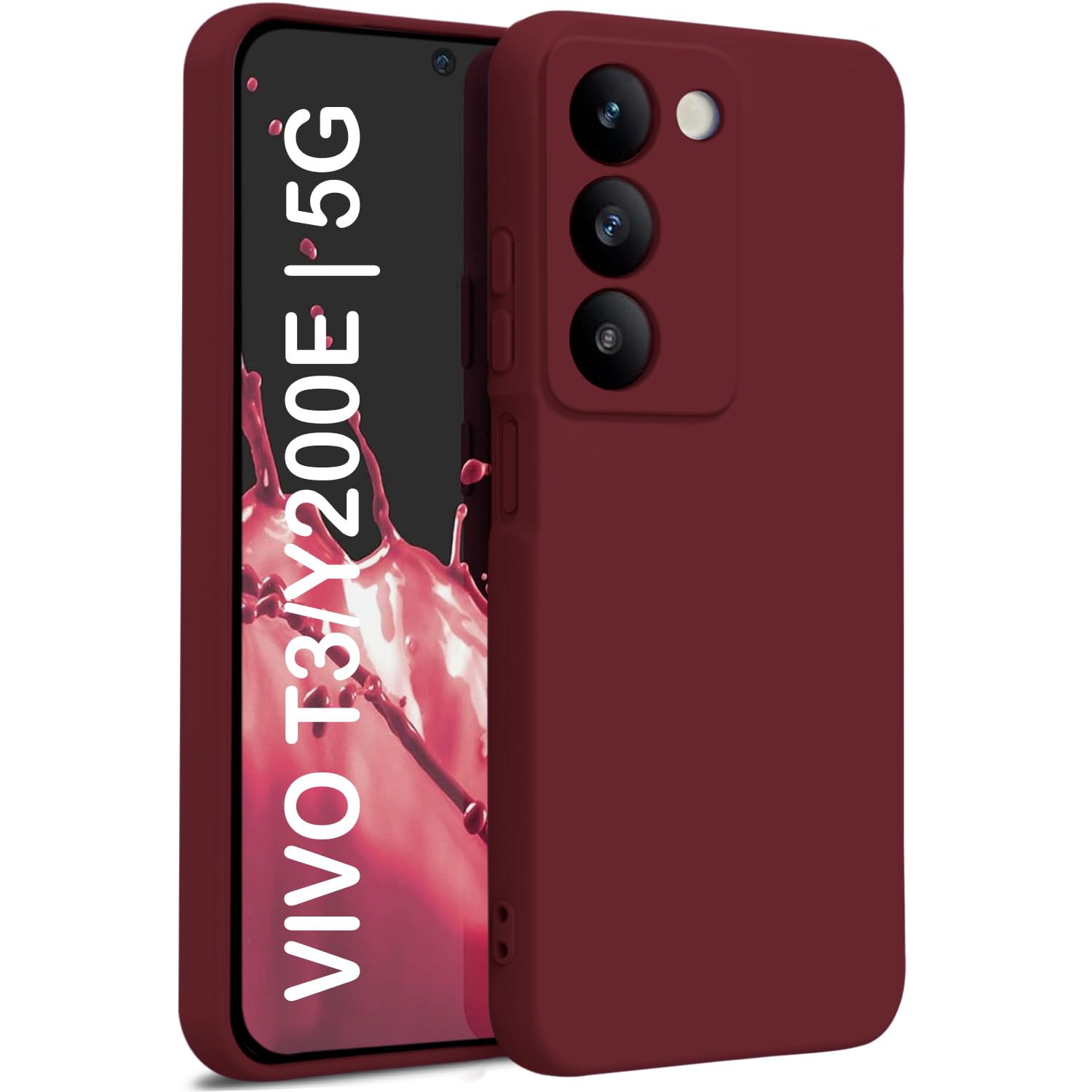 TRUEUPGRADE Back Cover for Vivo Y200E 5G/Vivo T3 5G Wine - Image 1