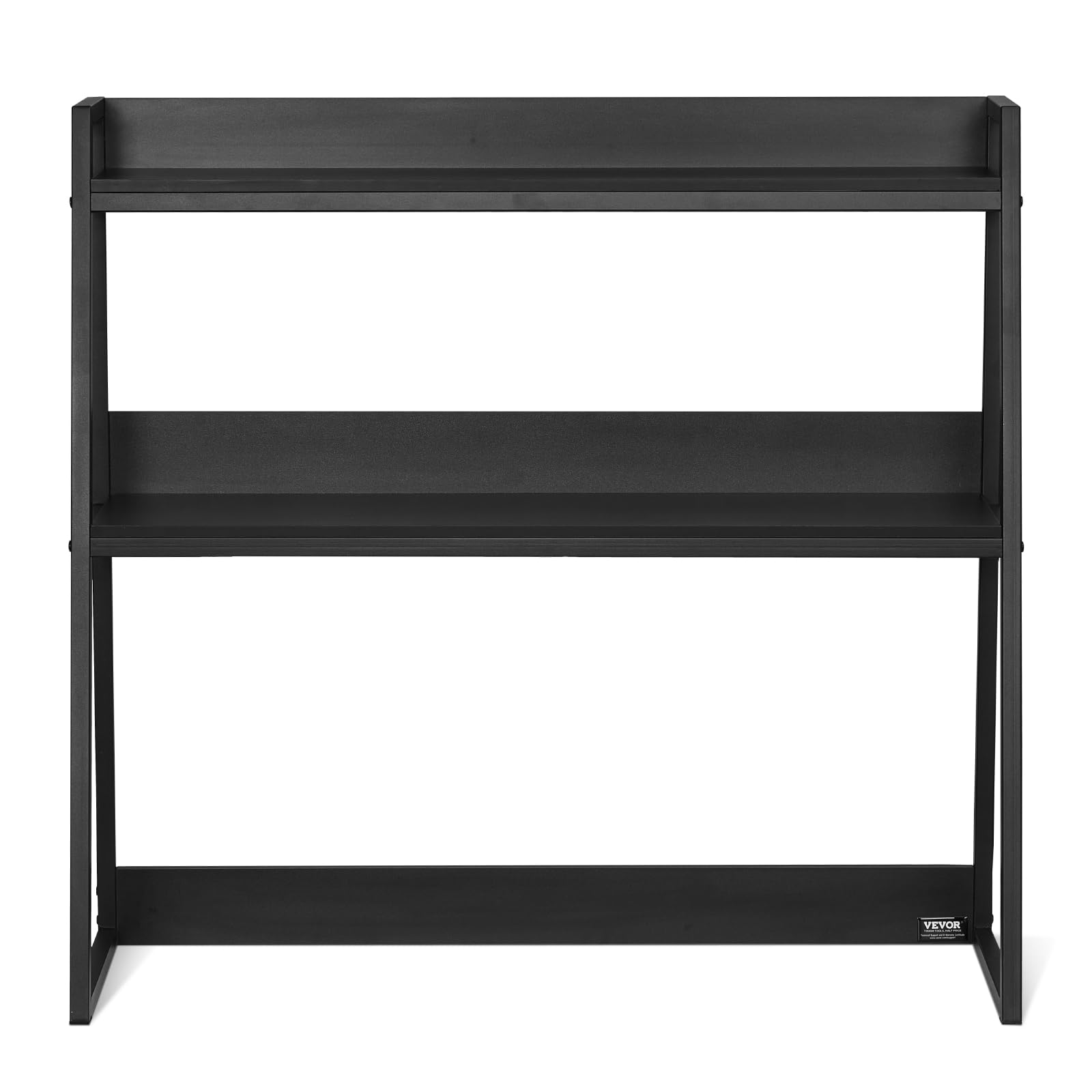 VEVOR Schreibtisch Bücherregal 2-stufiger Organizer (95 x 32 x 90 cm) Tischregale Organizer Ausstellungsregal aus Spanplatten + Melaminpapier + Q195A, Regal mit rutschfesten Füßen, Büro schwarz