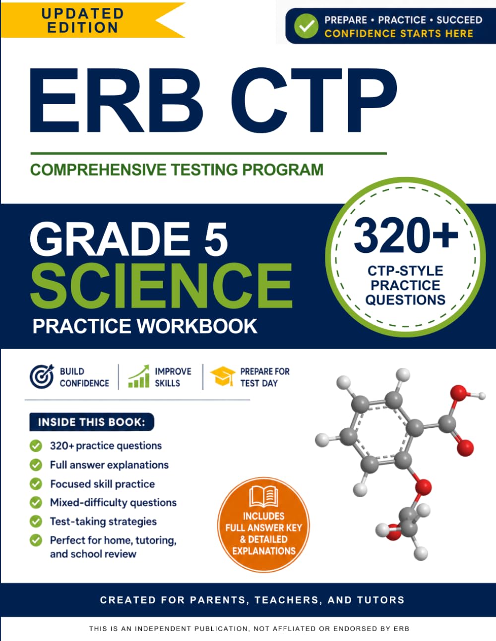 ERB CTP Test Preparation Workbook - Grade 5 Science: 320  CTP-Style Practice Que