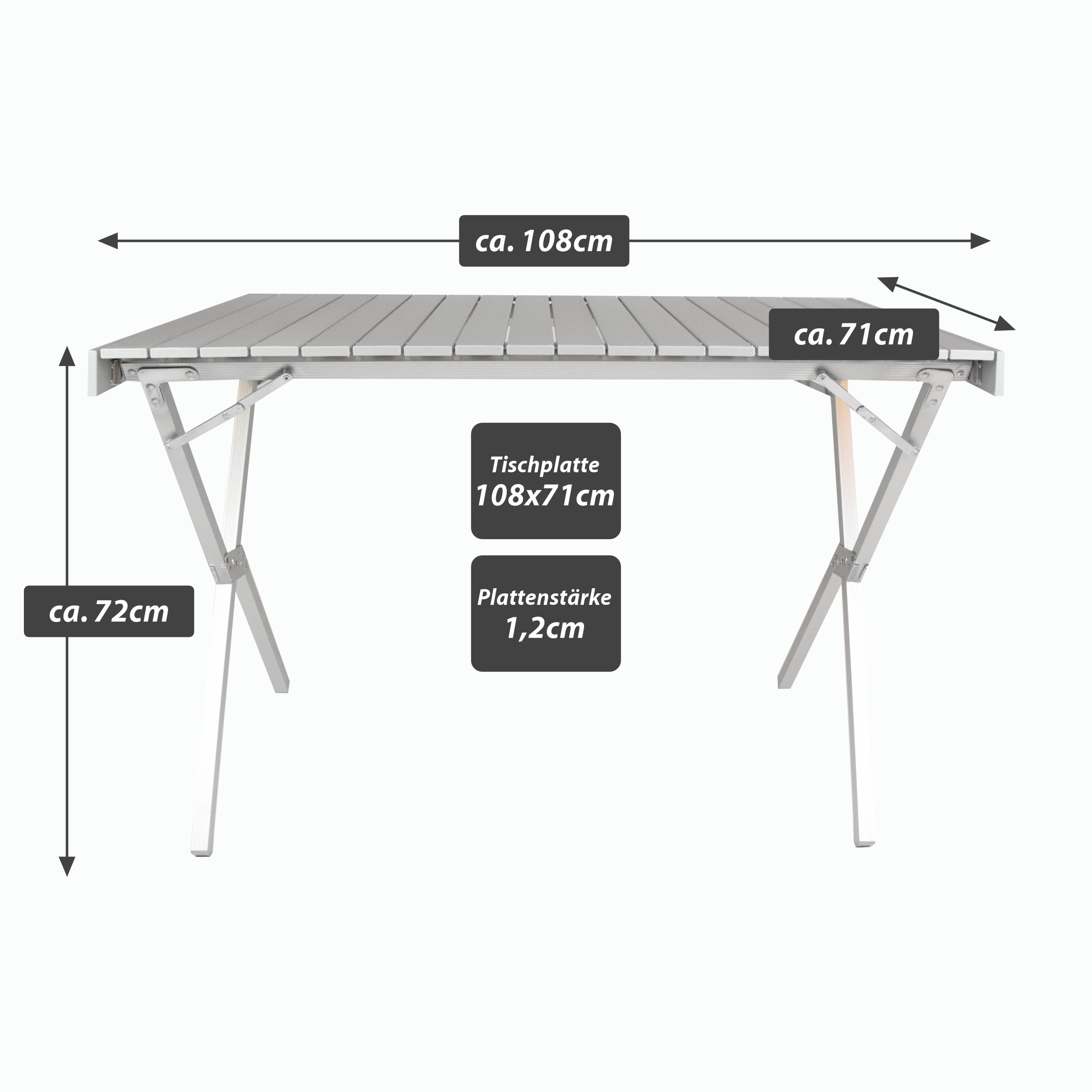 Nexos Trading Campingtisch mit Tragetasche Aluminum, grau Gartentisch Partytisch Buffettisch klappbar 108x71x72 cm