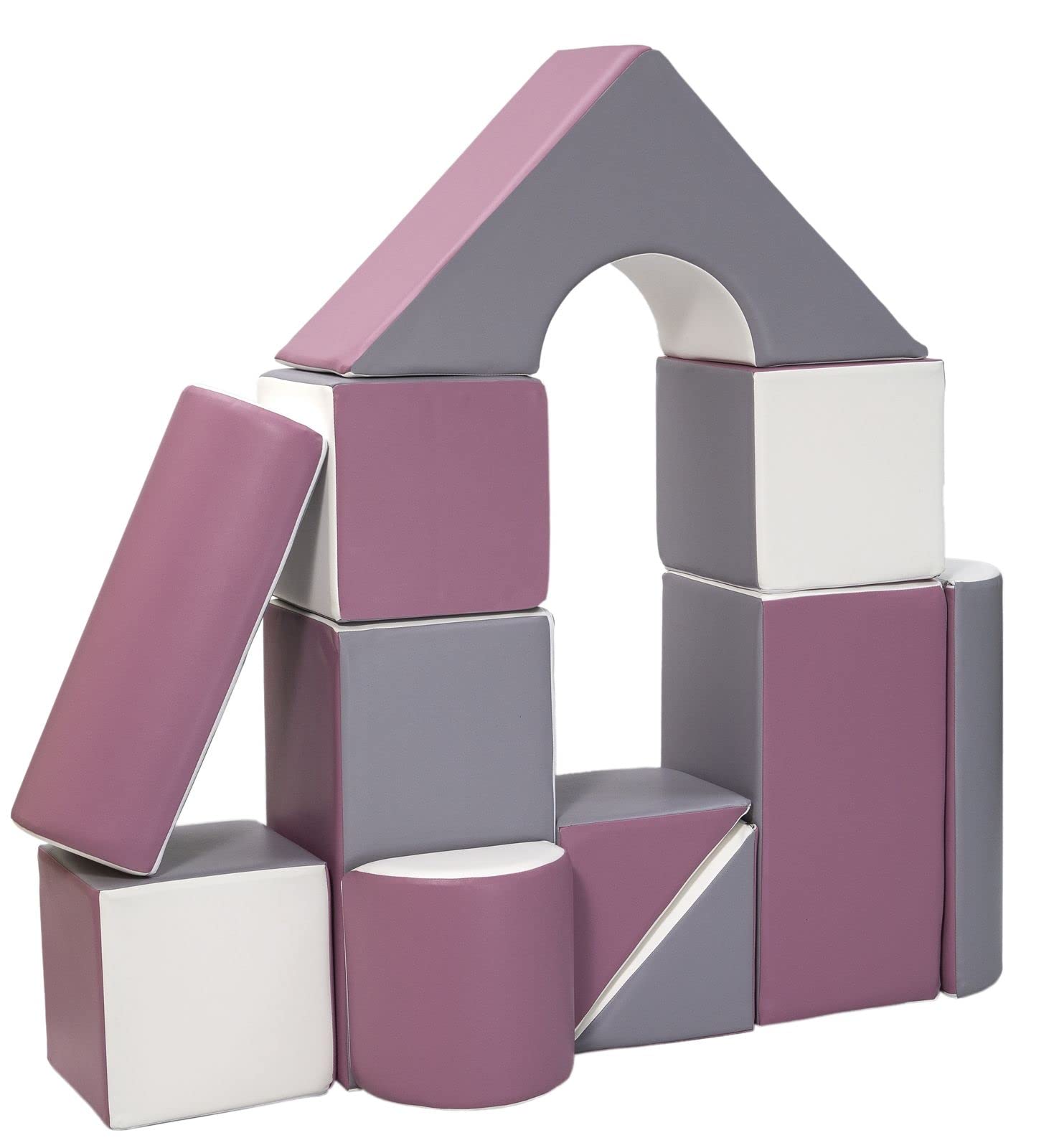 Velinda 11 pcs coloured,building blocks, soft,foam,children,kids, toy,nursery,playgroup (colour: white, grey, purple) โ image 1
